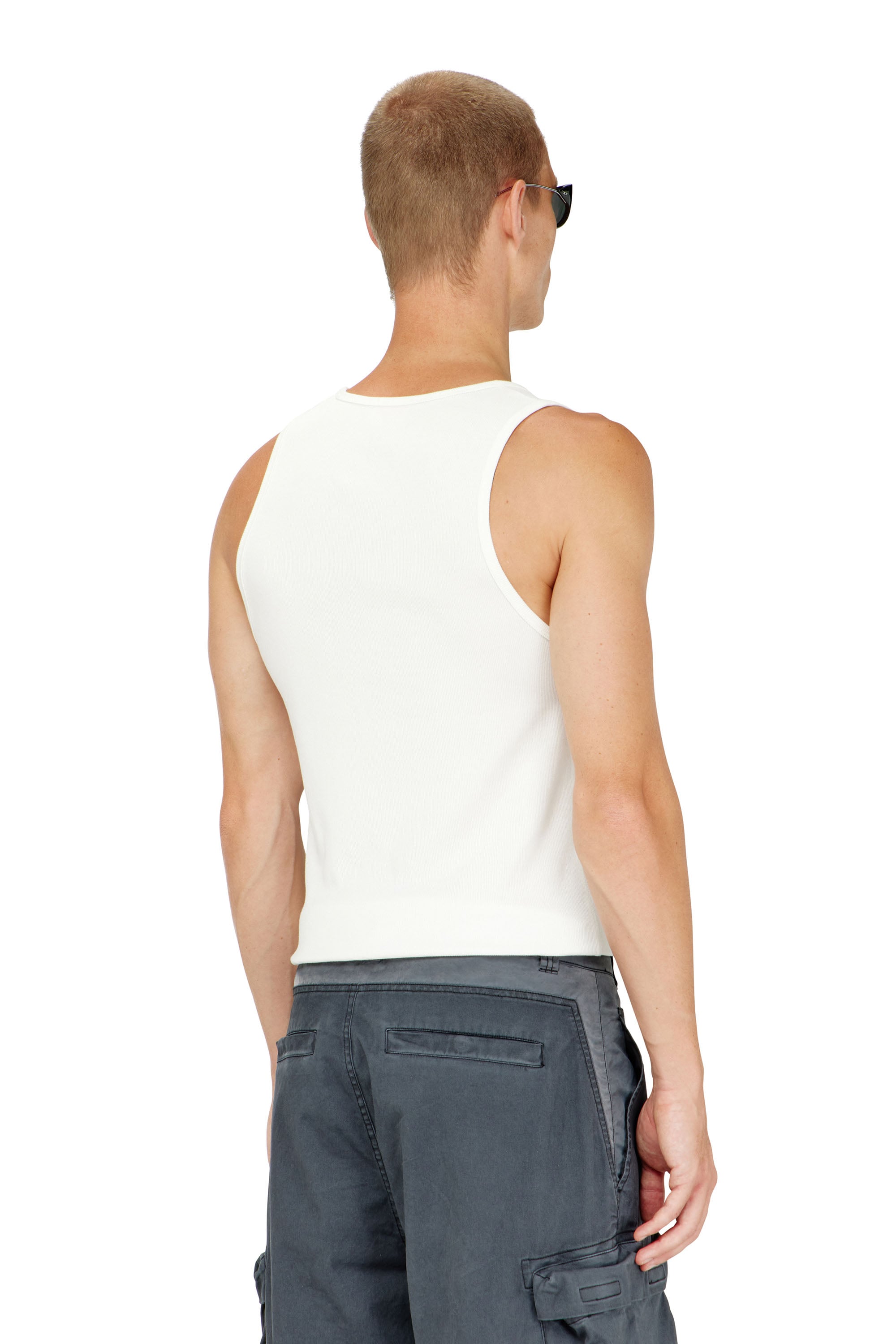Diesel - T-LIFTY-IOD, Camiseta de tirantes de algod&oacute;n con logo Hombre in Blanco - 4