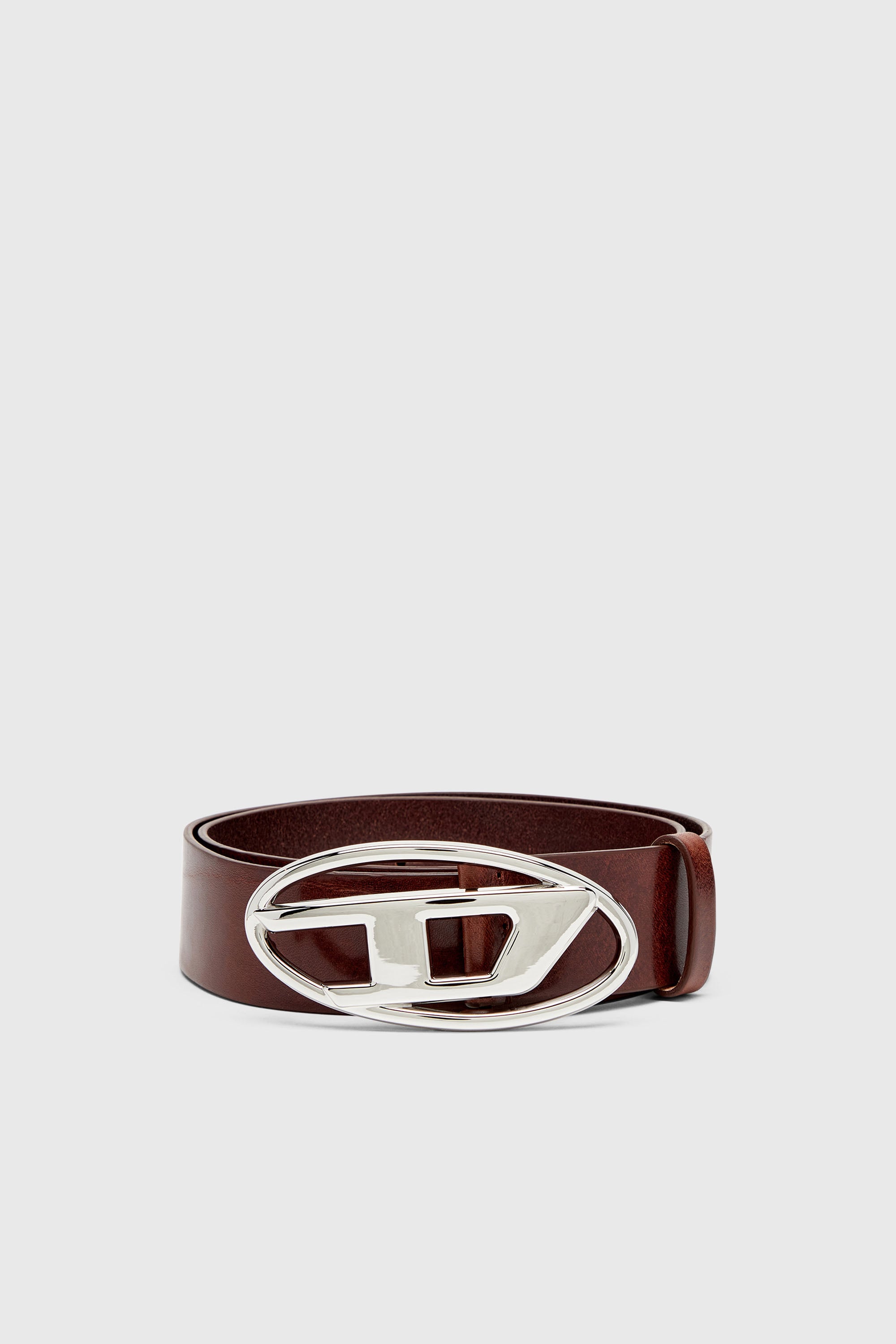 Diesel - B-1DR W, Cintur&oacute;n 3.9 cm de cuero con hebilla Oval D Mujer in Marr&oacute;n - 1