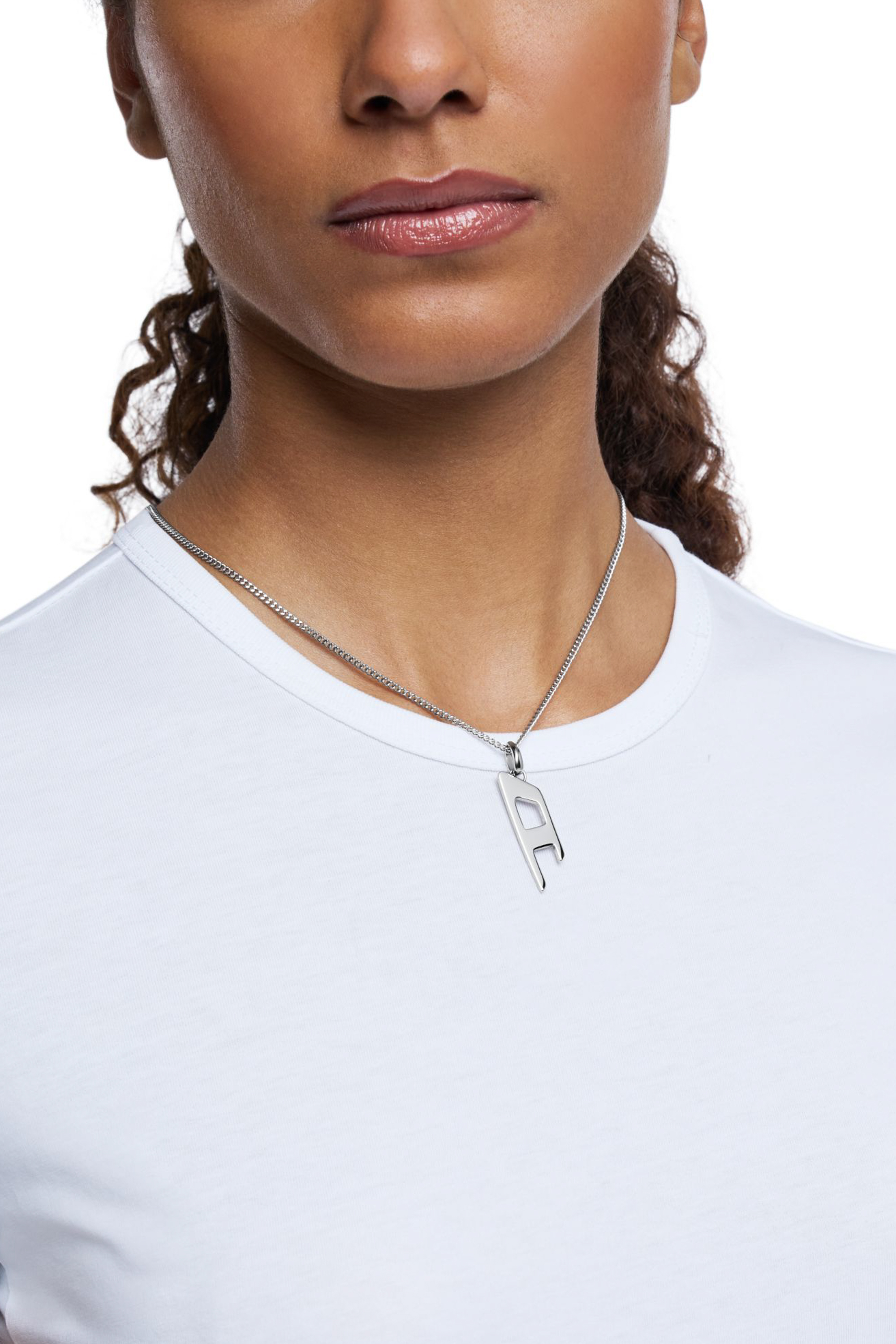 Diesel - DX1625040 JEWELLERY, Collar con colgante del logo D en acero inoxidable Unisex in Plateado - 3