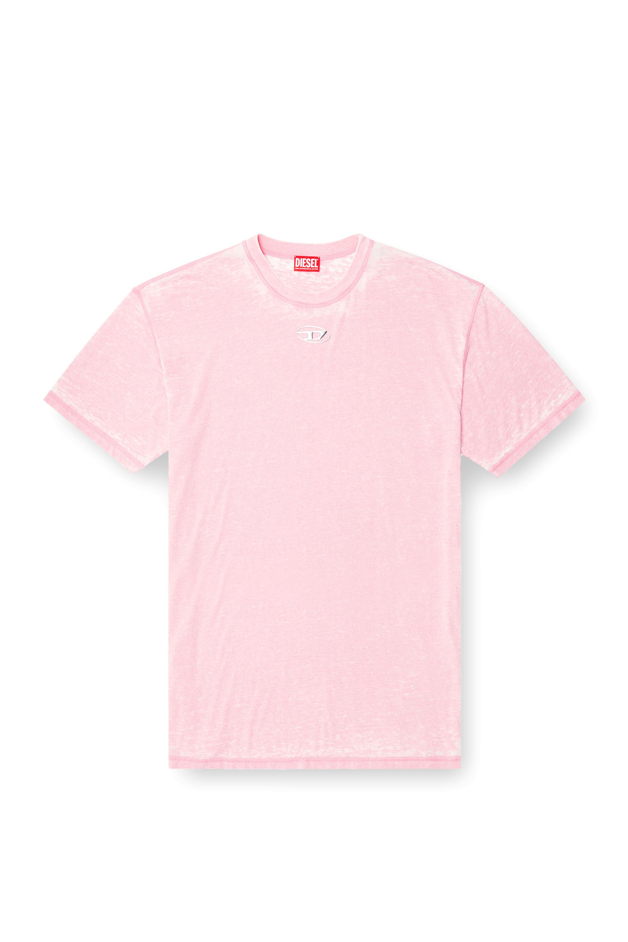 Diesel - T-BOXT-PAK, Camiseta burnout con logotipo de efecto metálico Hombre in Rosa - 3