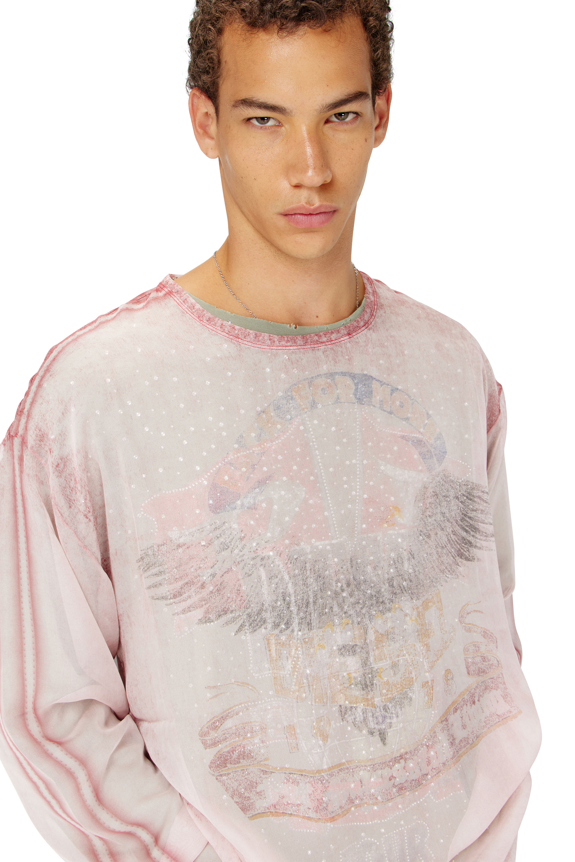Diesel - T-DOUBLEX-LS, Top de gasa transparente con gr&aacute;ficos de concierto Hombre in ToBeDefined - 5