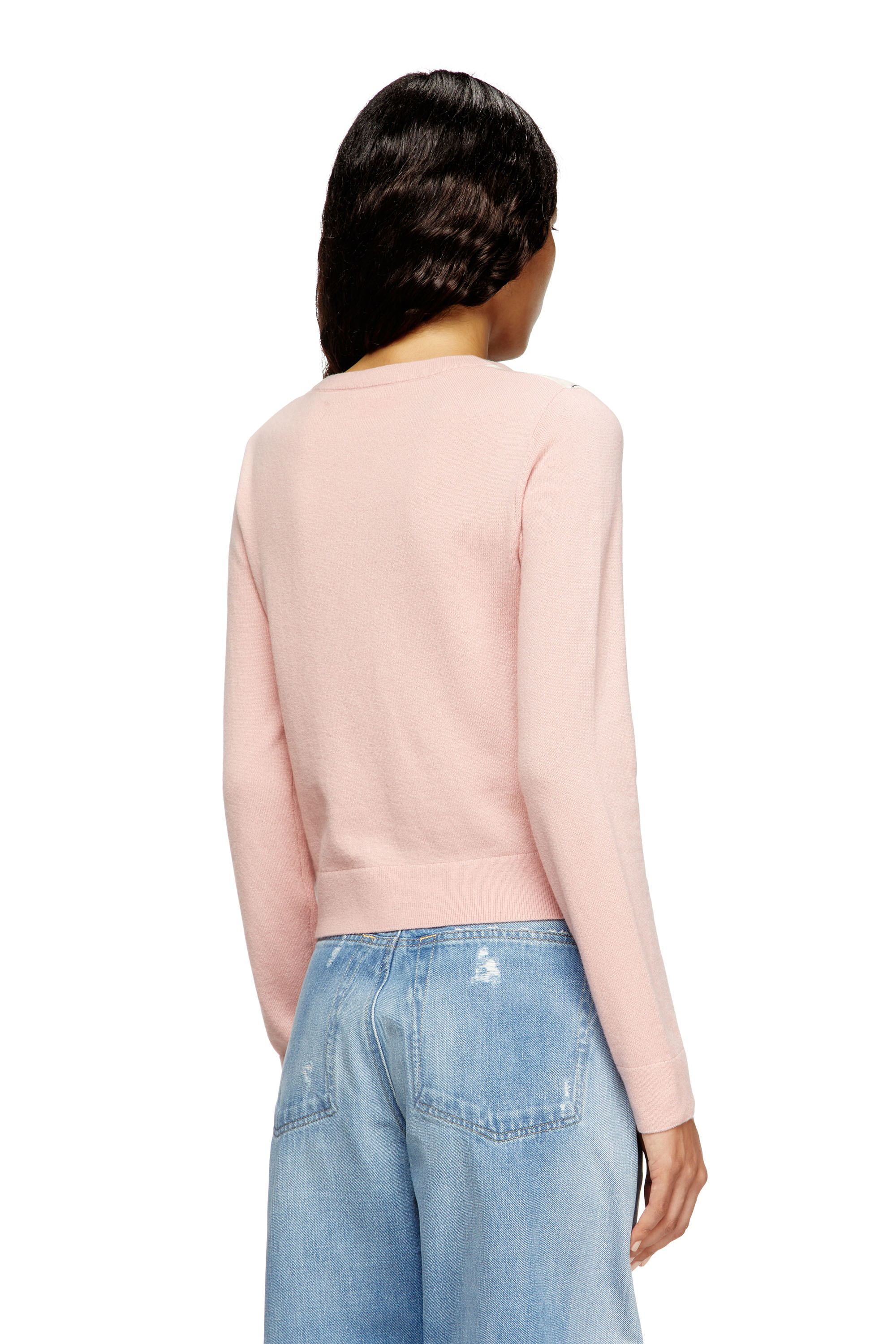 Diesel - M-ROMKO-LS, Suéter de lana argyle con recortes Mujer in Rosa - 4