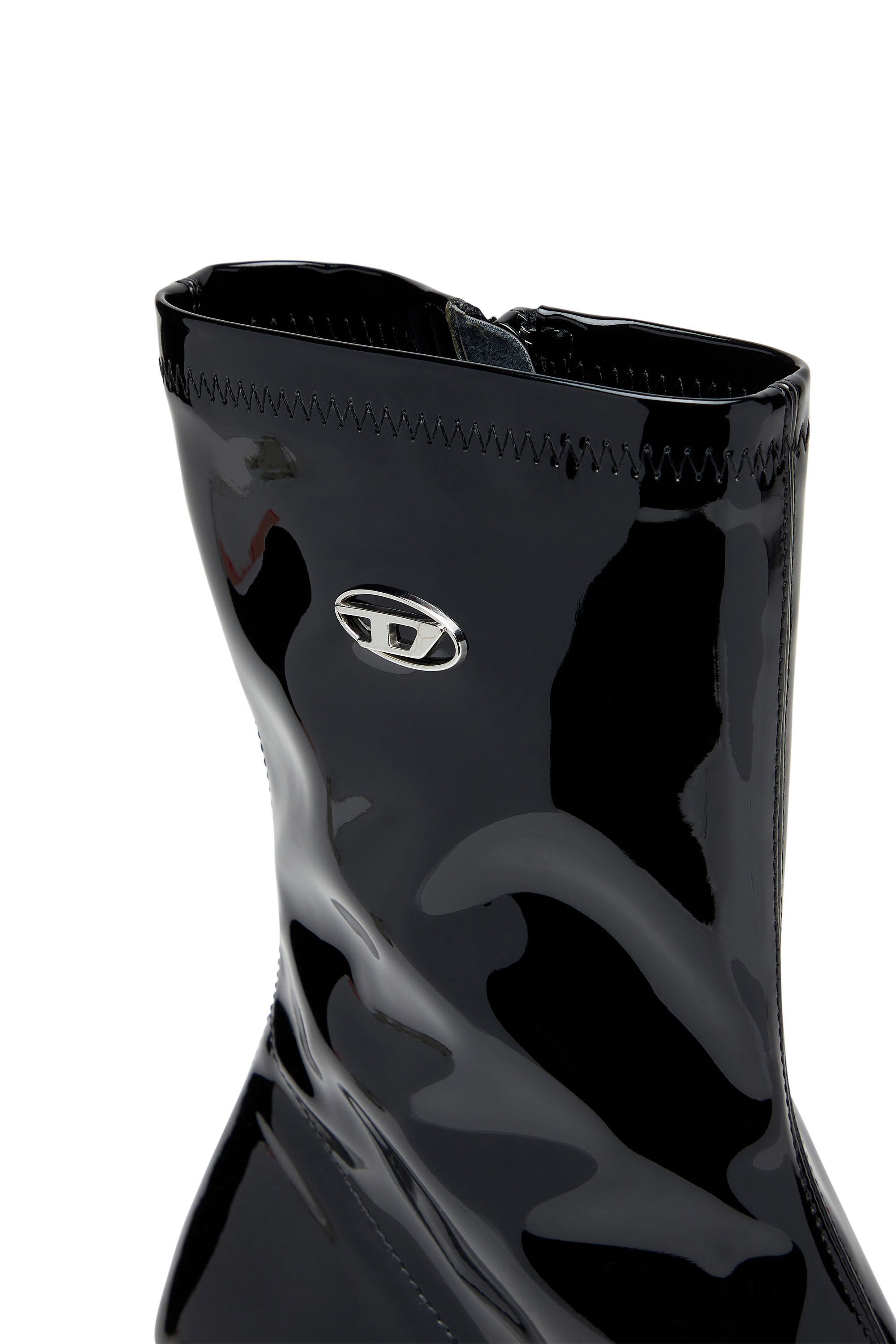 Diesel - D-AMBER MD BT, D-Amber-Botines de poliuretano elástico de charol Mujer in Negro - 4