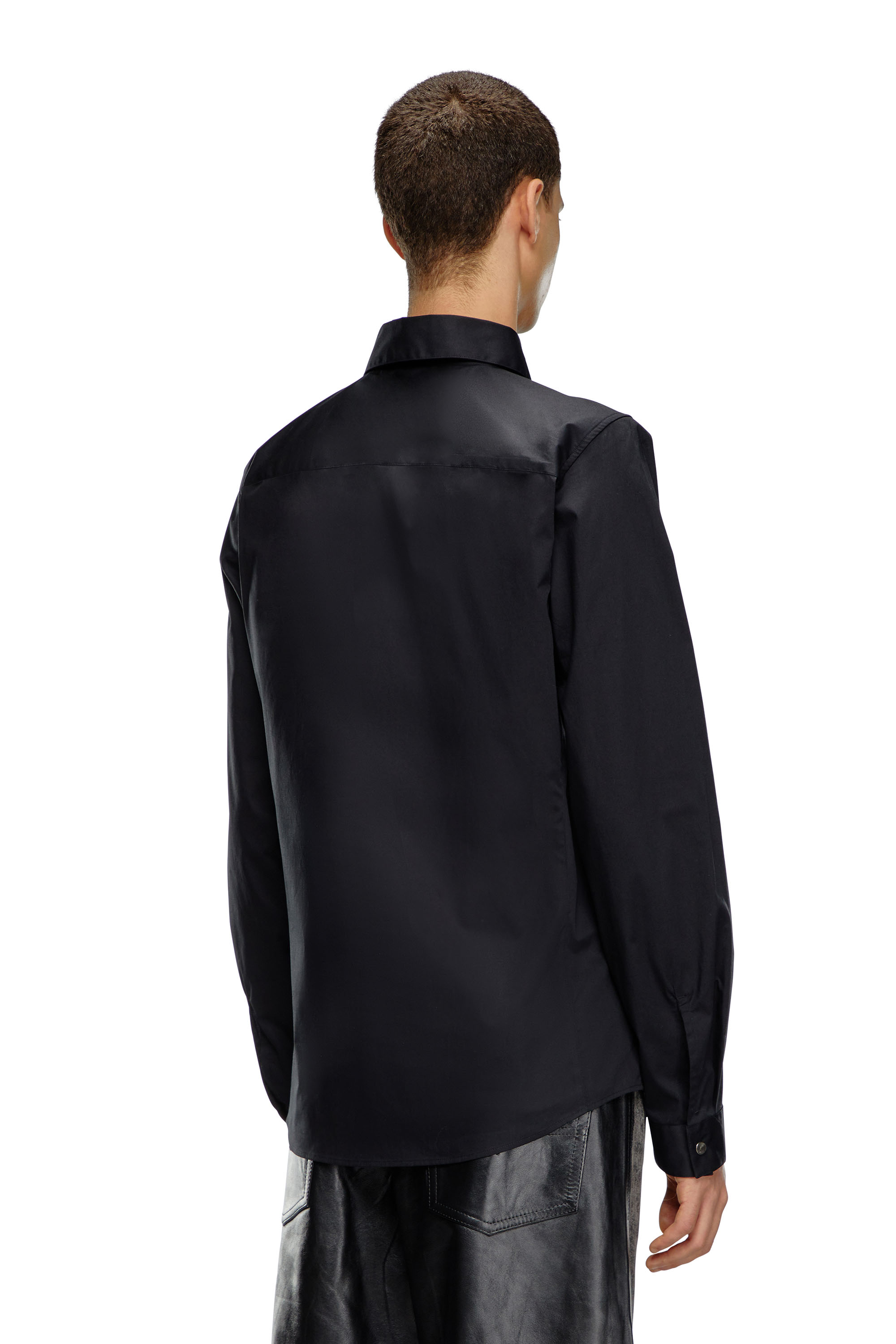 Diesel - S-FITTY-A, Hombre Camisa formal con cuello con el logotipo bordado in Negro - Image 4