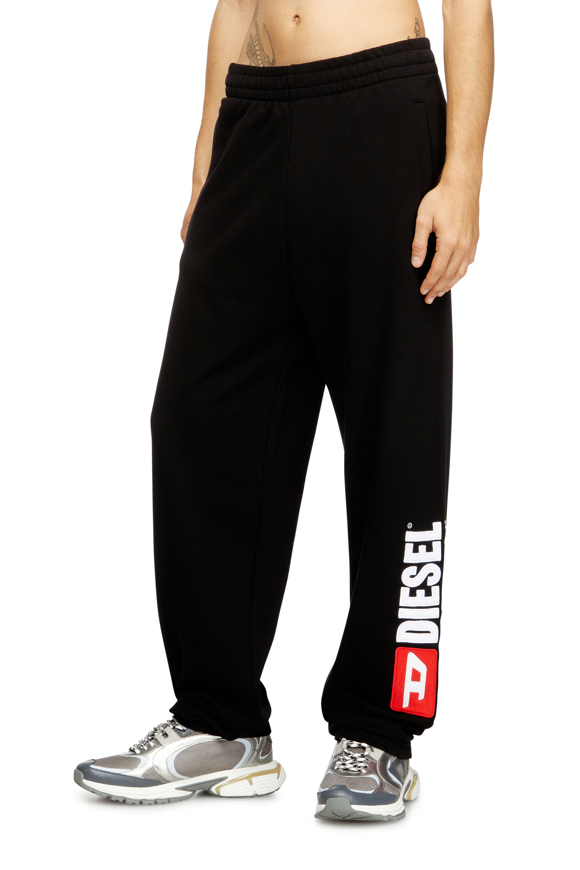 Diesel - P-MARKY-DIV, Pantalones de chándal de algodón con parche Diesel Hombre in Negro - 1