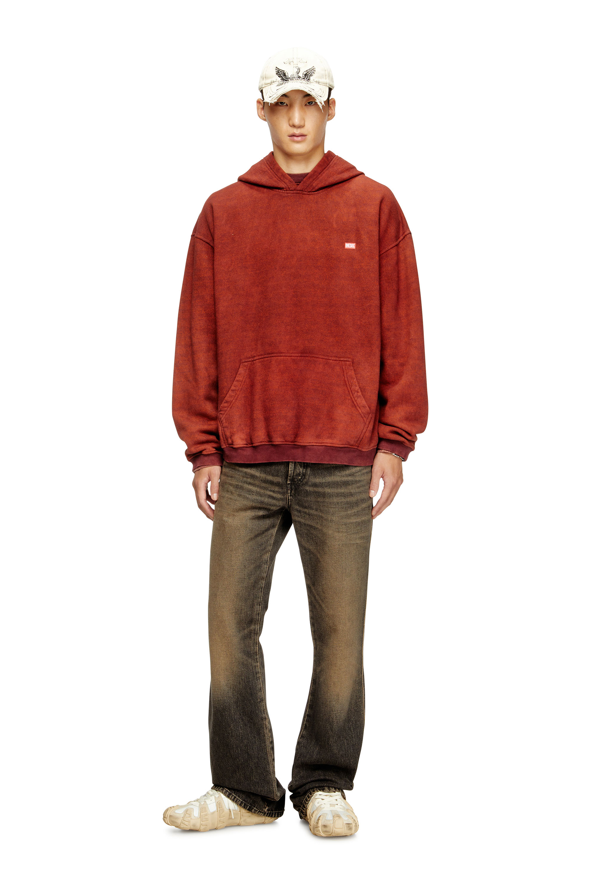 Diesel - S-KAI, Sudadera con capucha de algodón con bolsillo tipo canguro Hombre in Marrón - 2