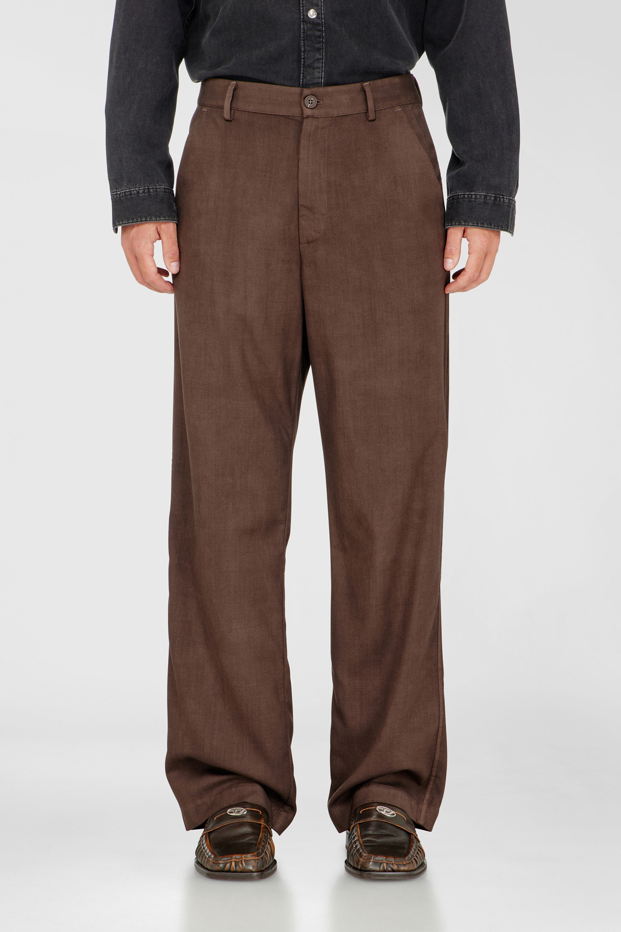 Diesel - P-HANT-CHINO-AECB, Pantal&oacute;n chino de lana stretch ligera Hombre in Marr&oacute;n - 3
