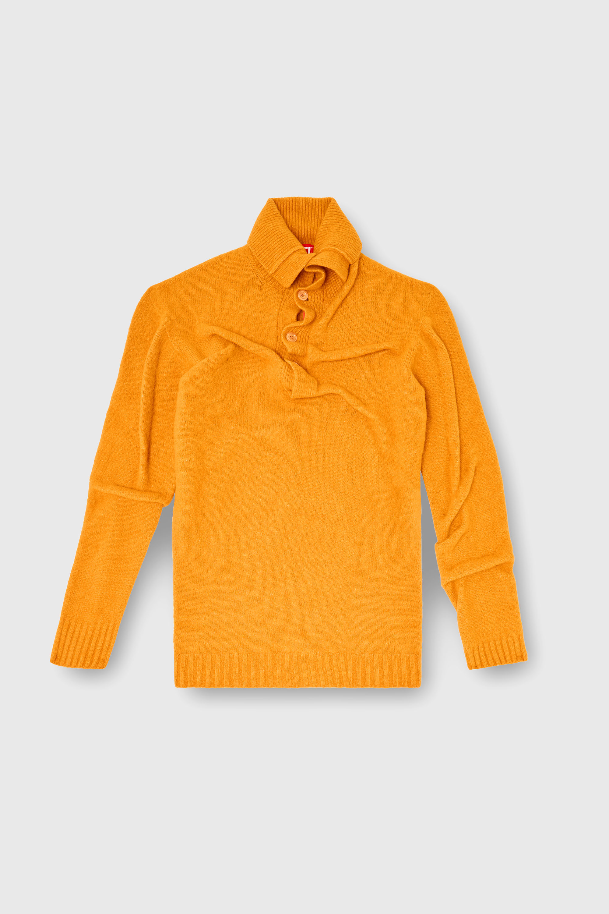 Diesel - K-ANDREW, Jersey con cuello abotonado de punto afieltrado con textura arrugada Hombre in Naranja - 2
