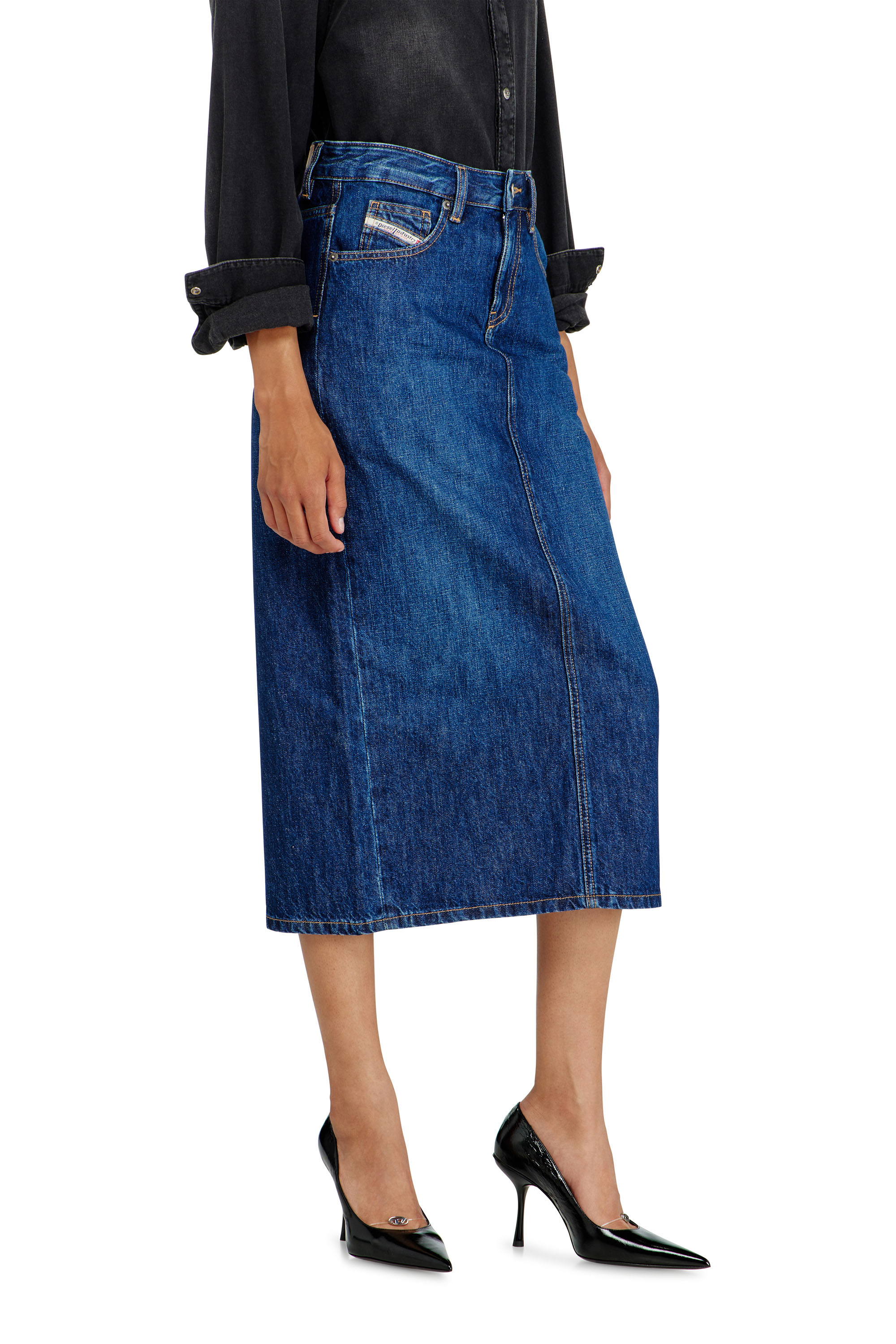 Diesel - DE-SKYE-D, Falda vaquera midi Mujer in Azul marino - 4