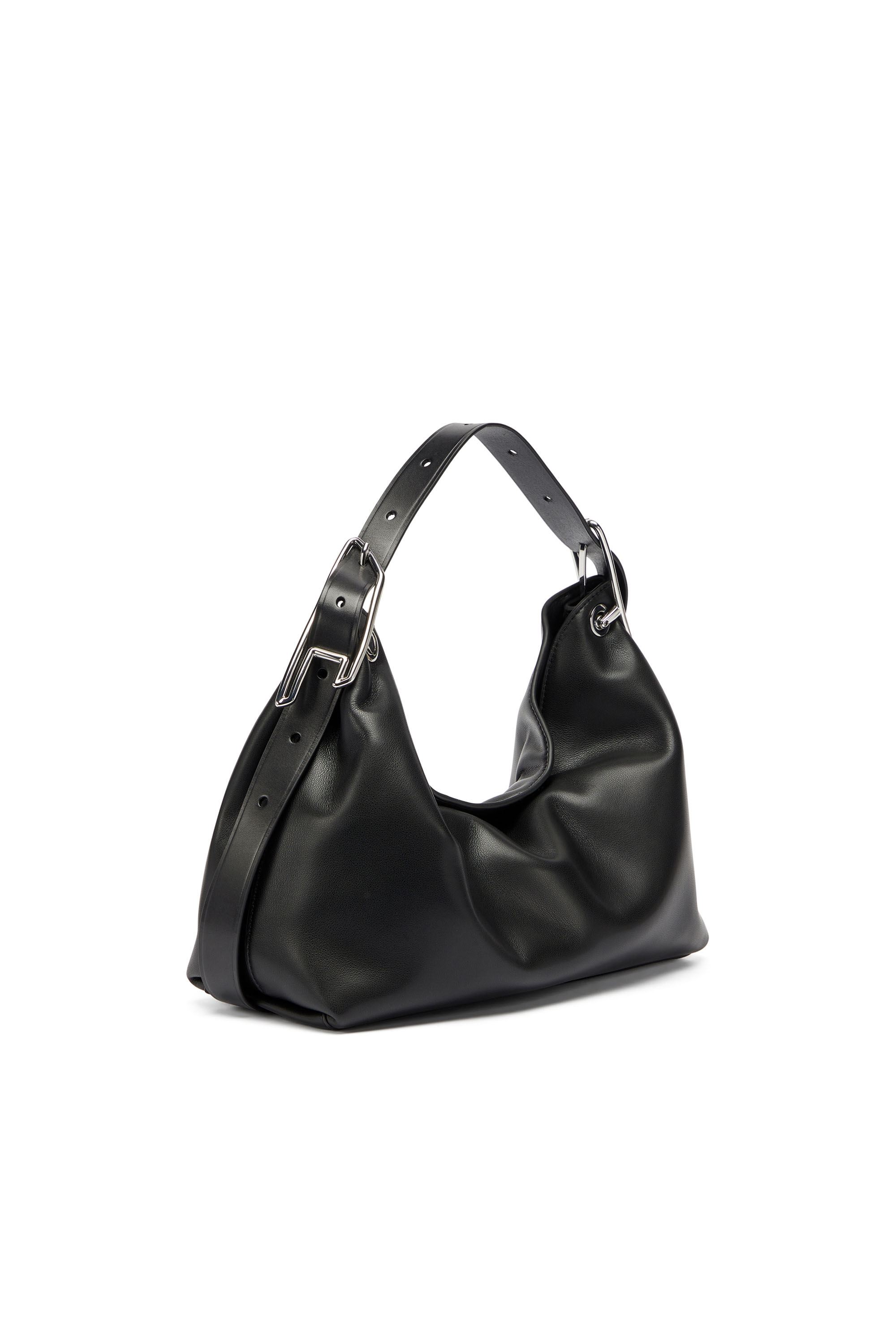 Diesel - D-LINE SHOULDER, D-Line-Bolso de hombro en cuero Mujer in Negro - 7