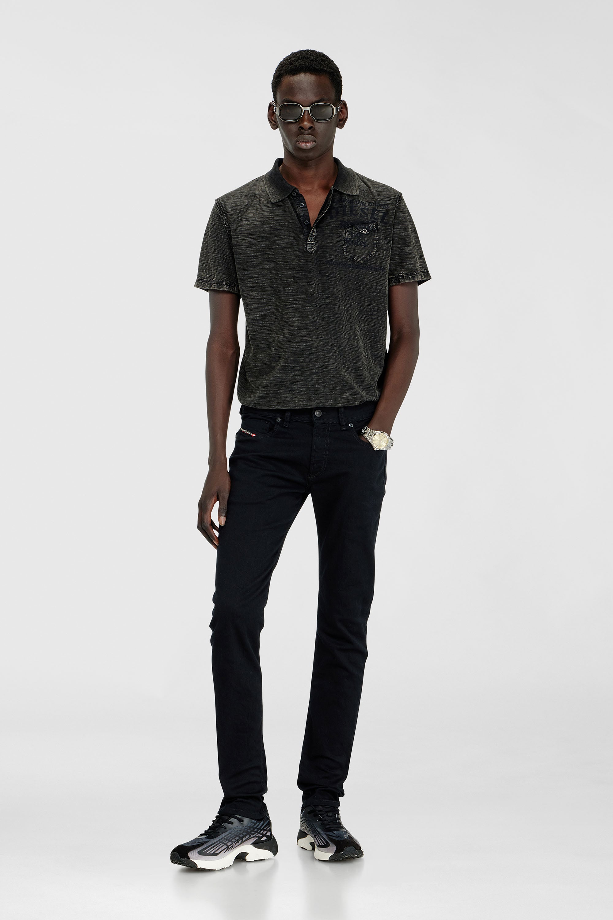 Diesel - Skinny Jeans 1979 Sleenker 09C51 Hombre, Negro/Gris oscuro - 1