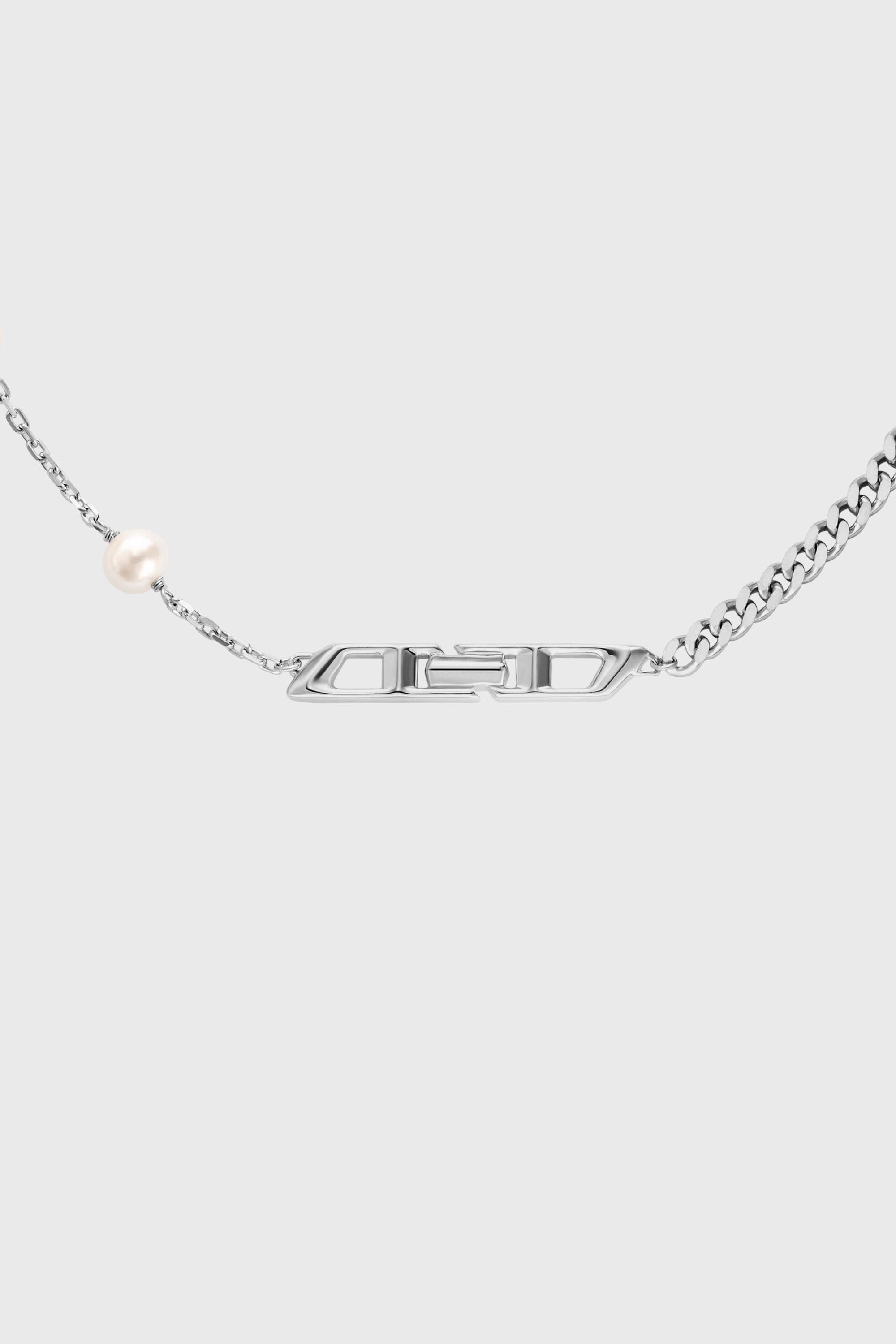 Diesel - DL1373040, Collar de cadena de plata de ley con perlas Unisex in Plateado - 2