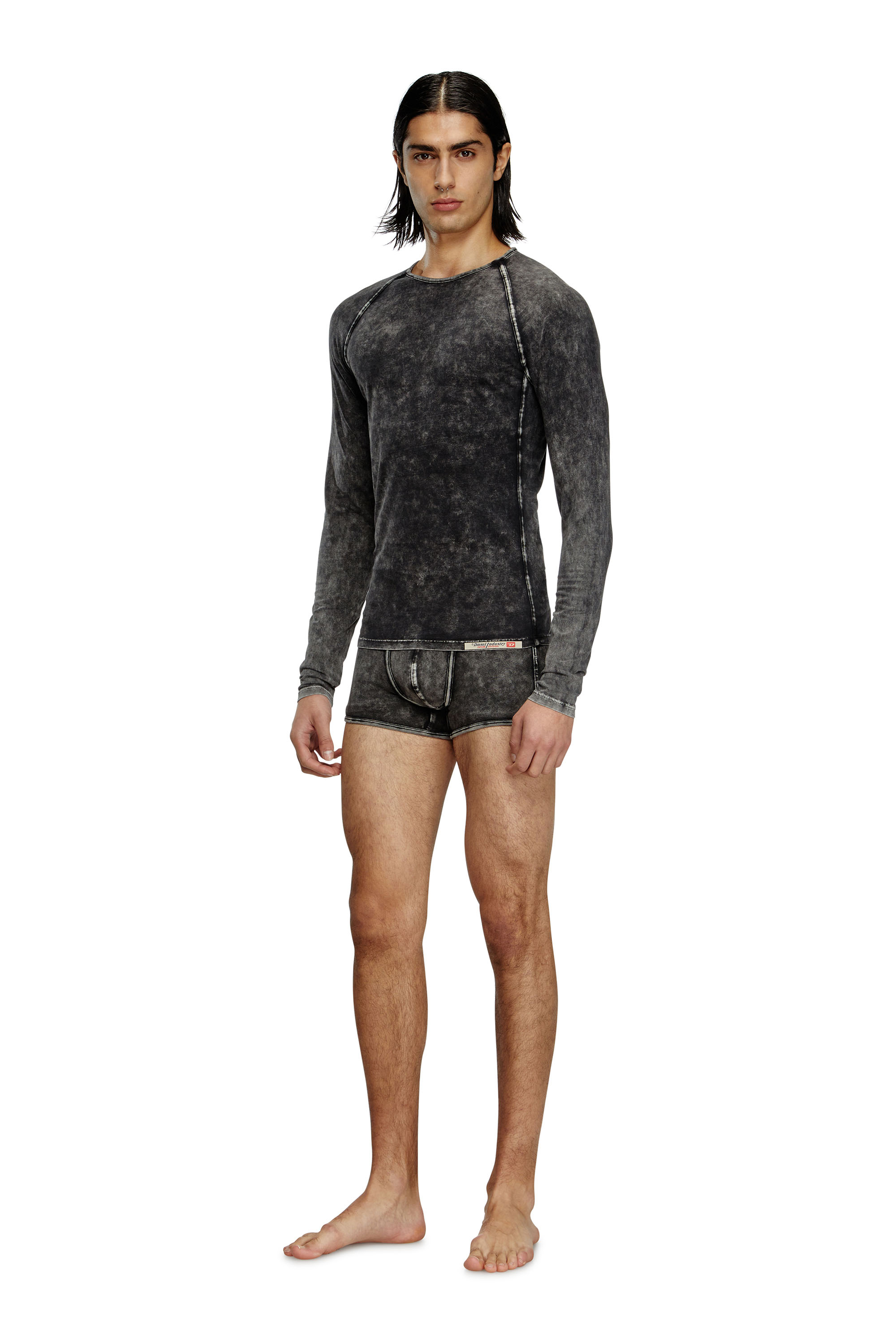 Diesel - EFREM-DNM, Camiseta de manga larga efecto denim Hombre in Negro - 1