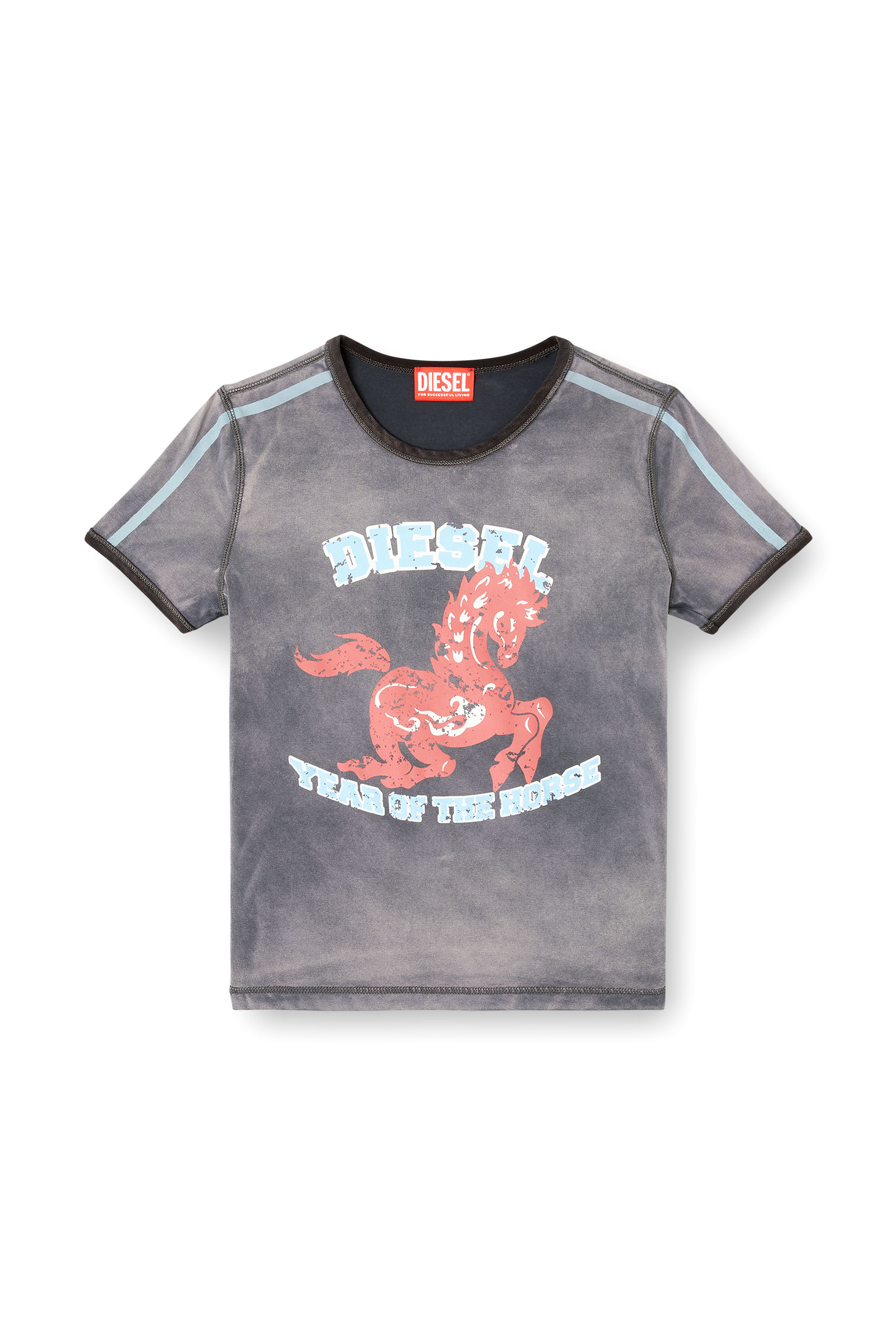 Diesel - CL-T-UNCUTIE-HORSE, Camiseta el&aacute;stica de algod&oacute;n con estampado gr&aacute;fico de caballo Mujer in Negro - 3