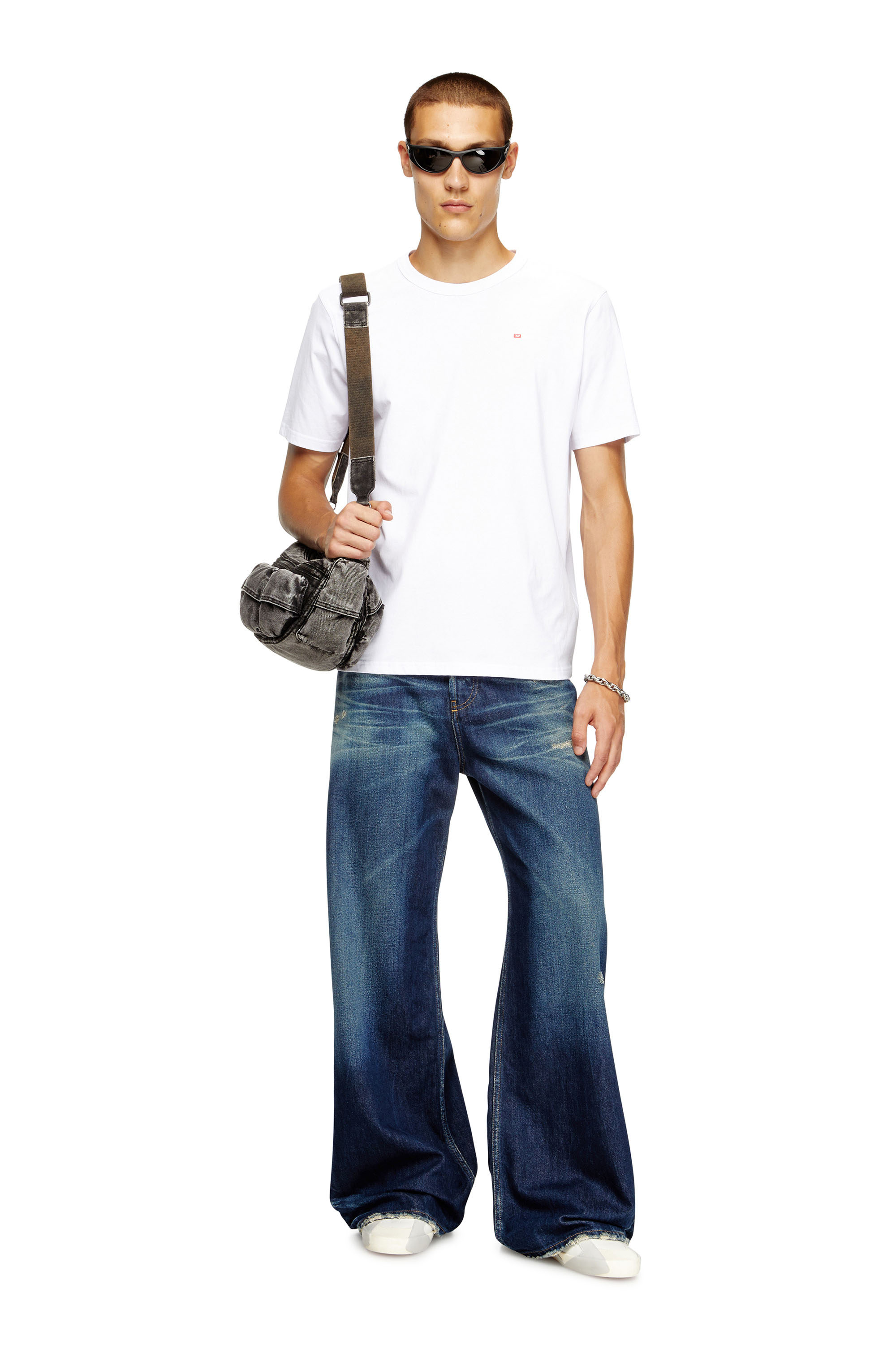 Diesel - T-ADJUST-MICRODIV, Camiseta con logotipo pequeño bordado Unisex in Blanco - 2