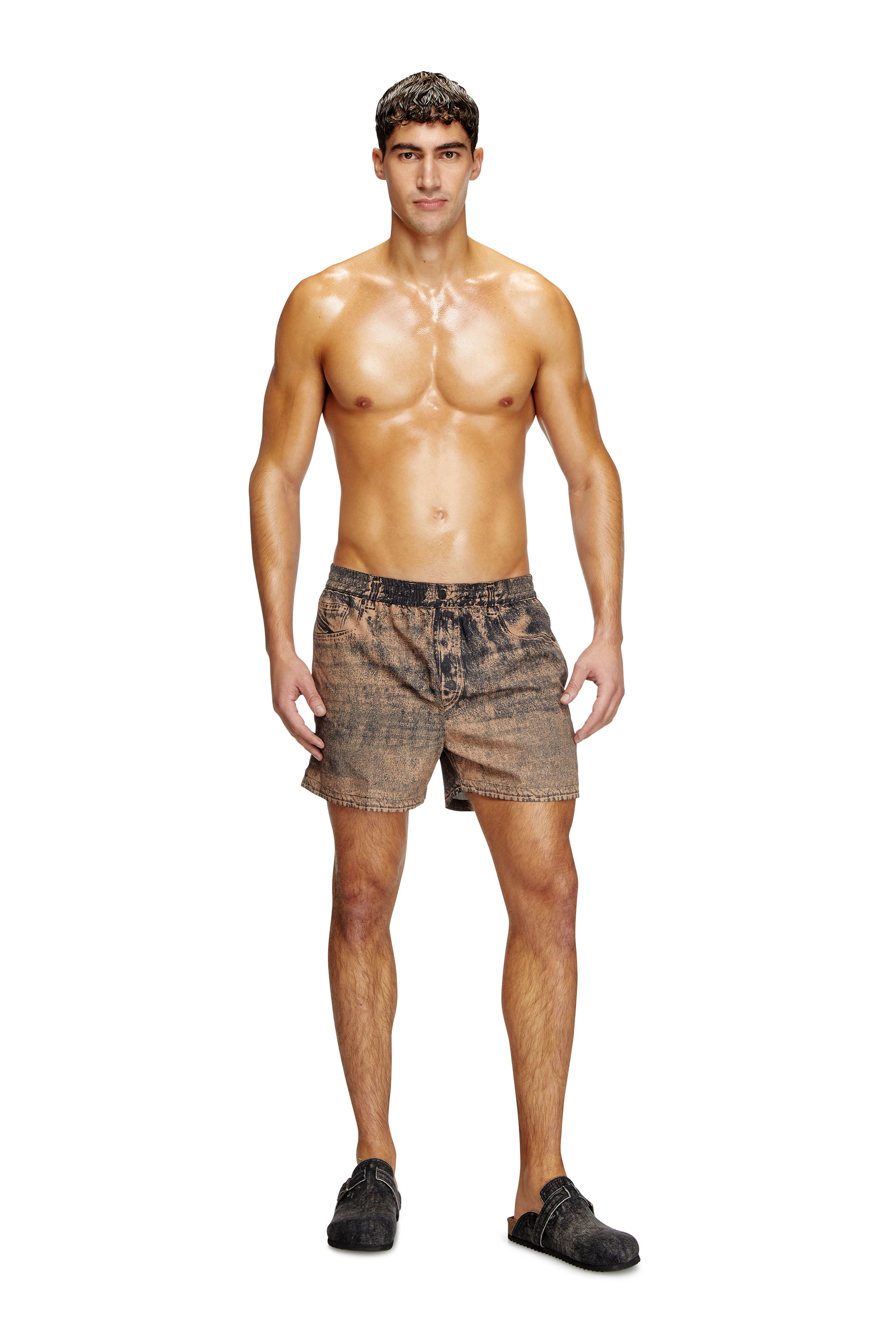 Diesel - KEN-37-DNM, Shorts de baño de longitud media con estampado vaquero Hombre in Multicolor - 1