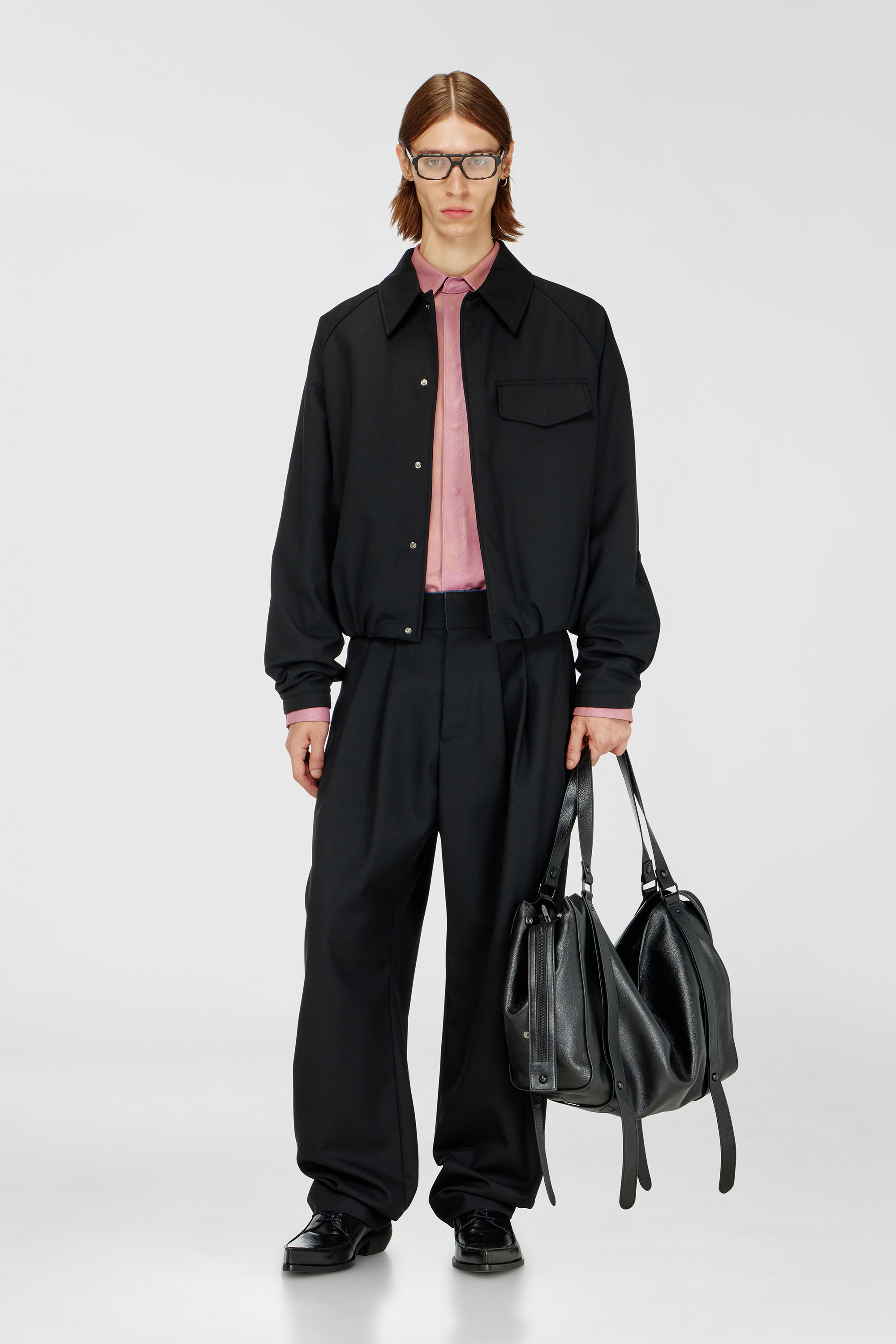 Diesel - J-ATTOR-COOL, Cazadora bomber fruncida de mezcla de lana Hombre in Negro - 2