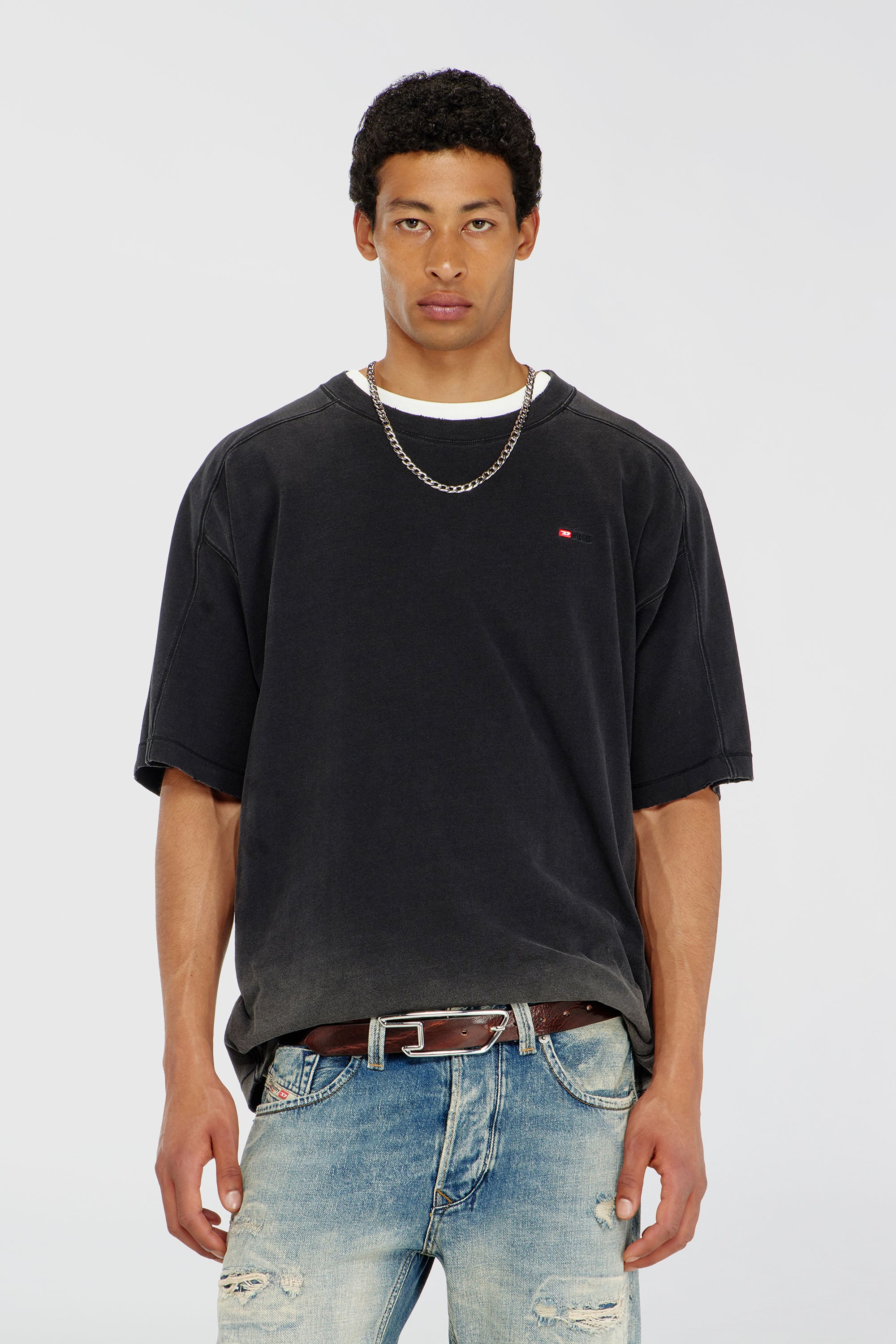 Diesel - T-CROX, Camiseta de algod&oacute;n con efecto degradado Hombre in Negro - 1
