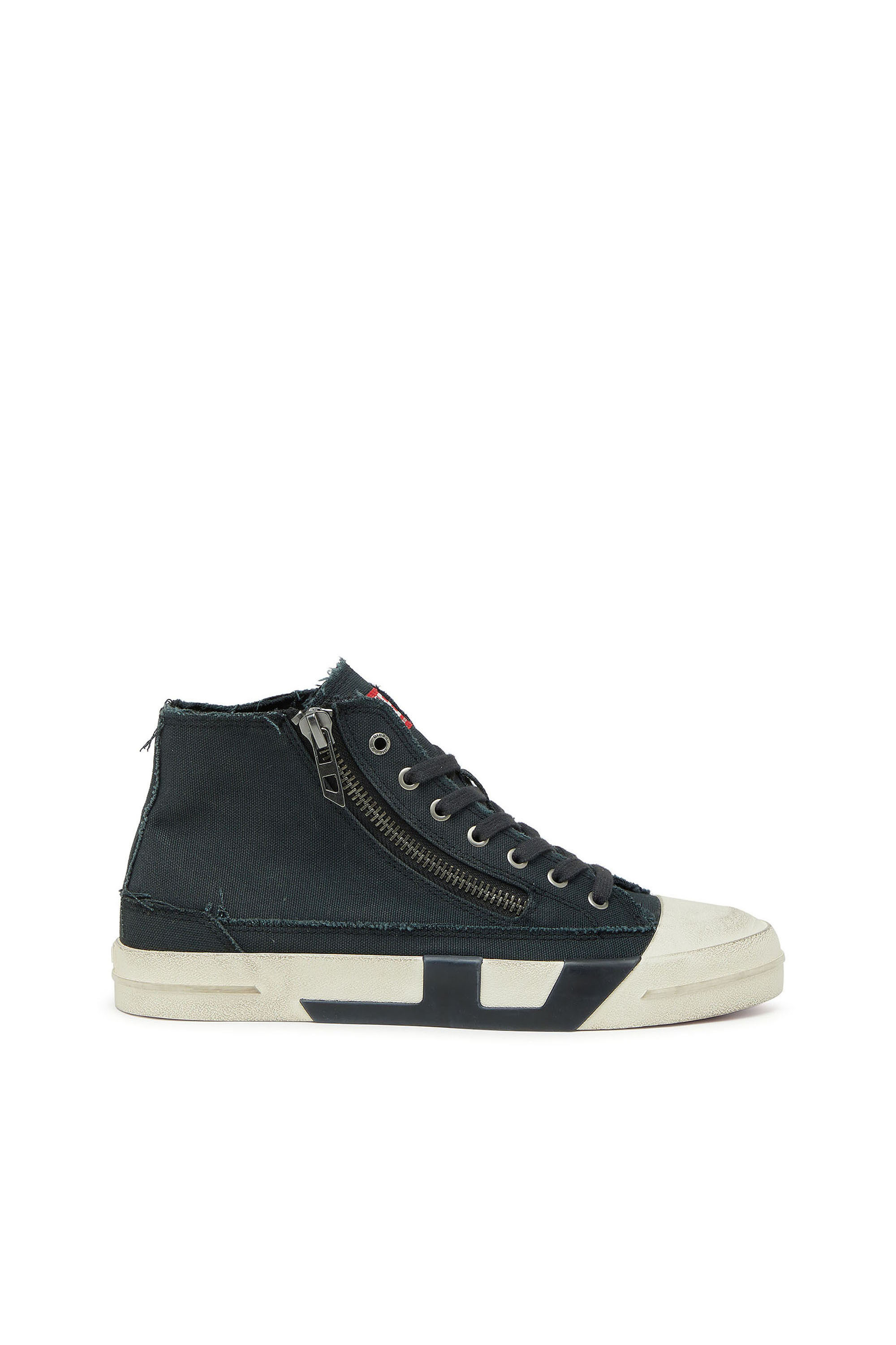 Diesel - S-D-VERSE ZIP MID II, S-D-Verse - Zapatillas de lona deshilachada con Logo D Hombre in Negro - 1
