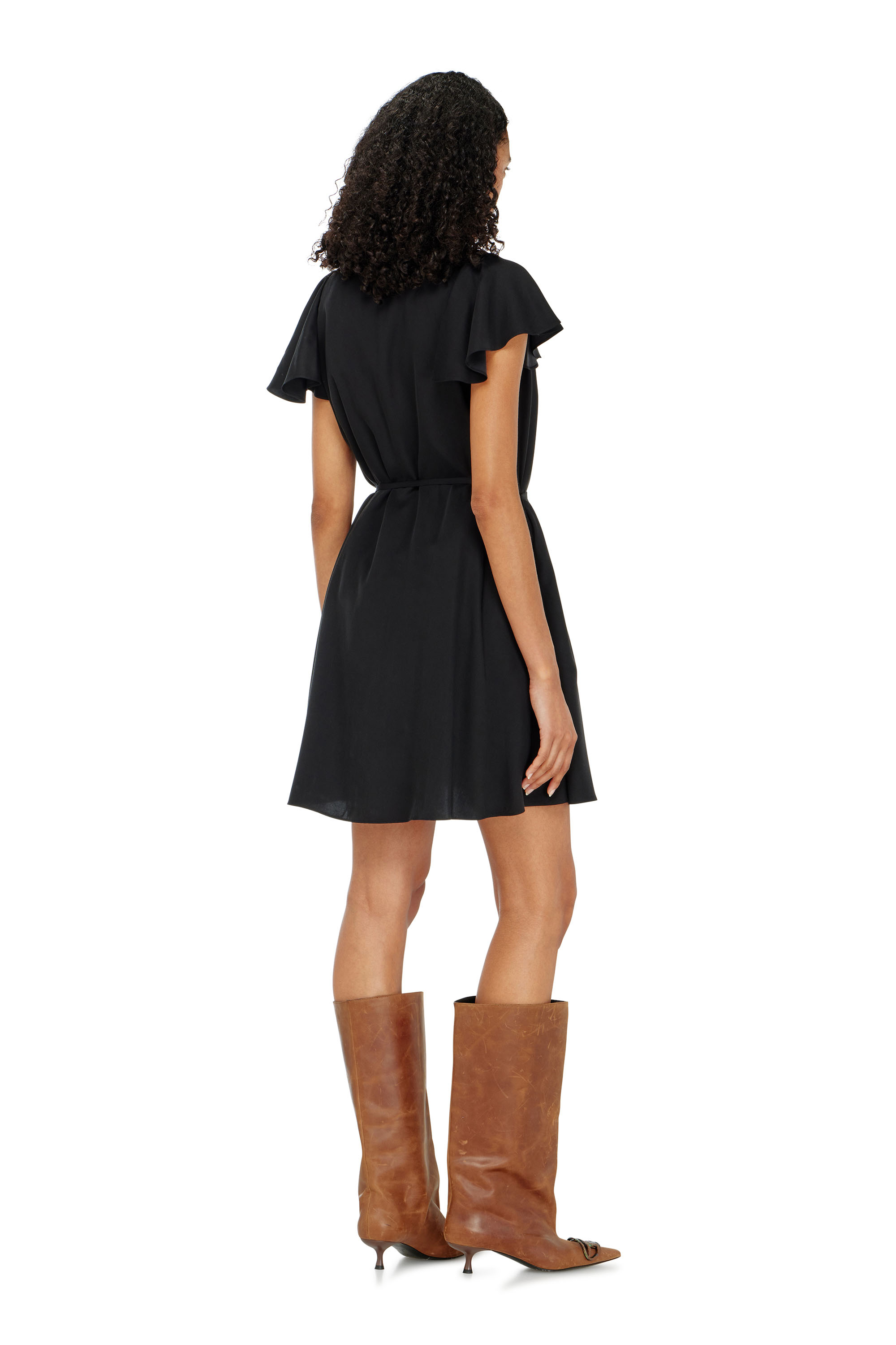 Diesel - D-AIKIRI, Vestido de cupro con escote en V y botones frontales Mujer in Negro - 4