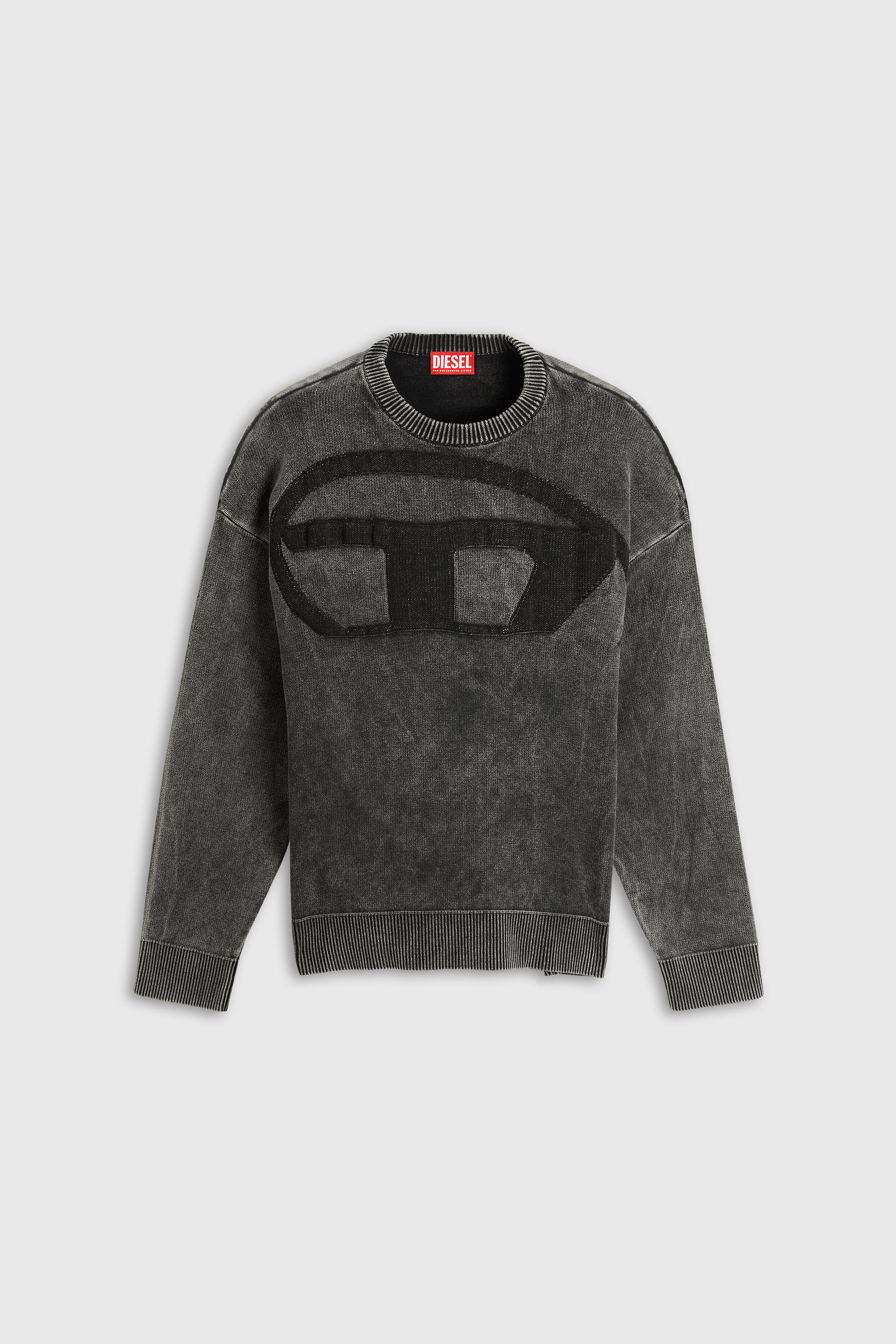 Diesel - K-UTTER, Jersey efecto denim con logo Oval D Hombre in Negro - 2