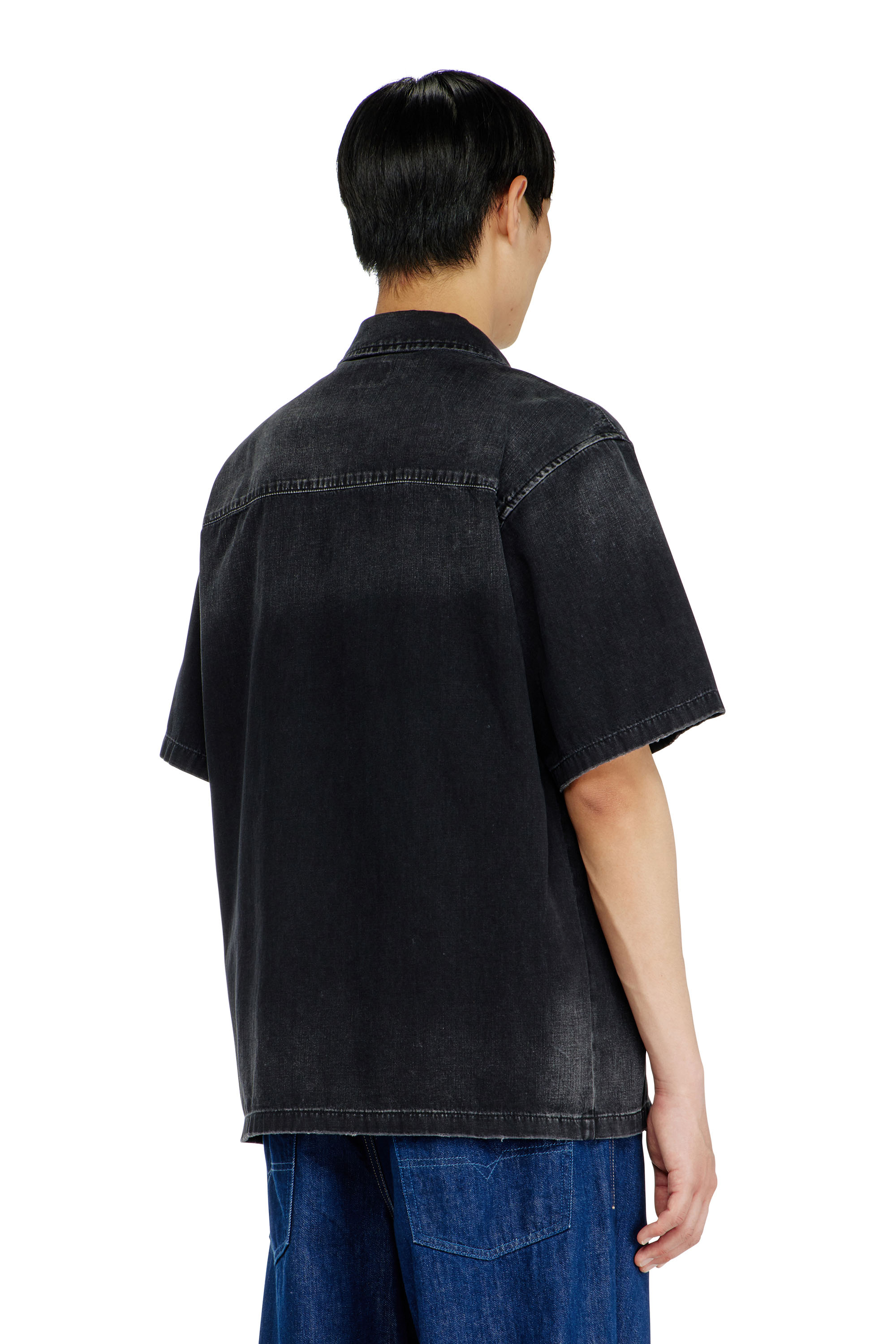 Diesel - D-NABIL-D, Camisa vaquera de manga corta Hombre in Negro - 4