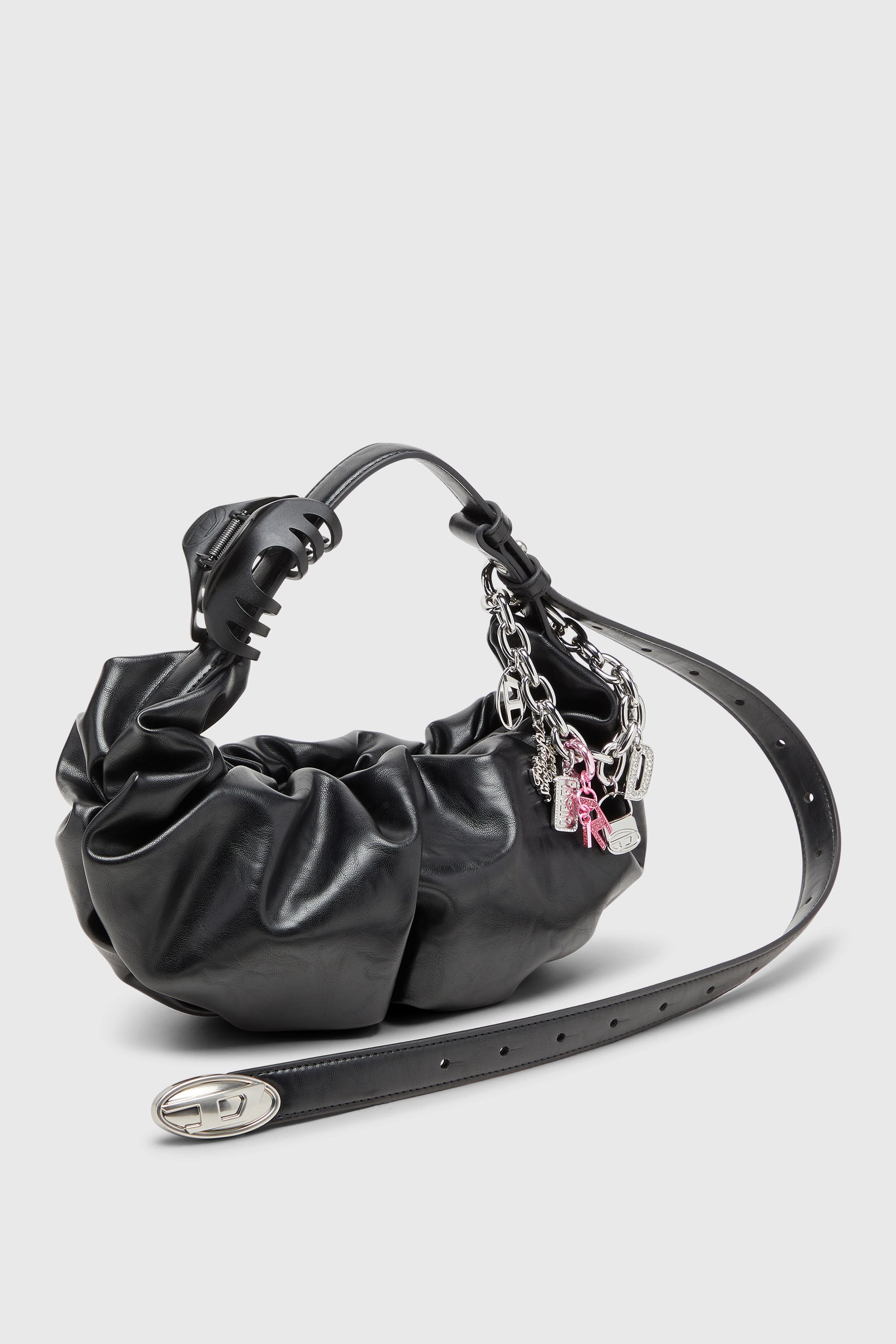 Diesel - GRAB-D HOBO S, Woman's Grab-D-Small scruched hobo bag in Black - 7