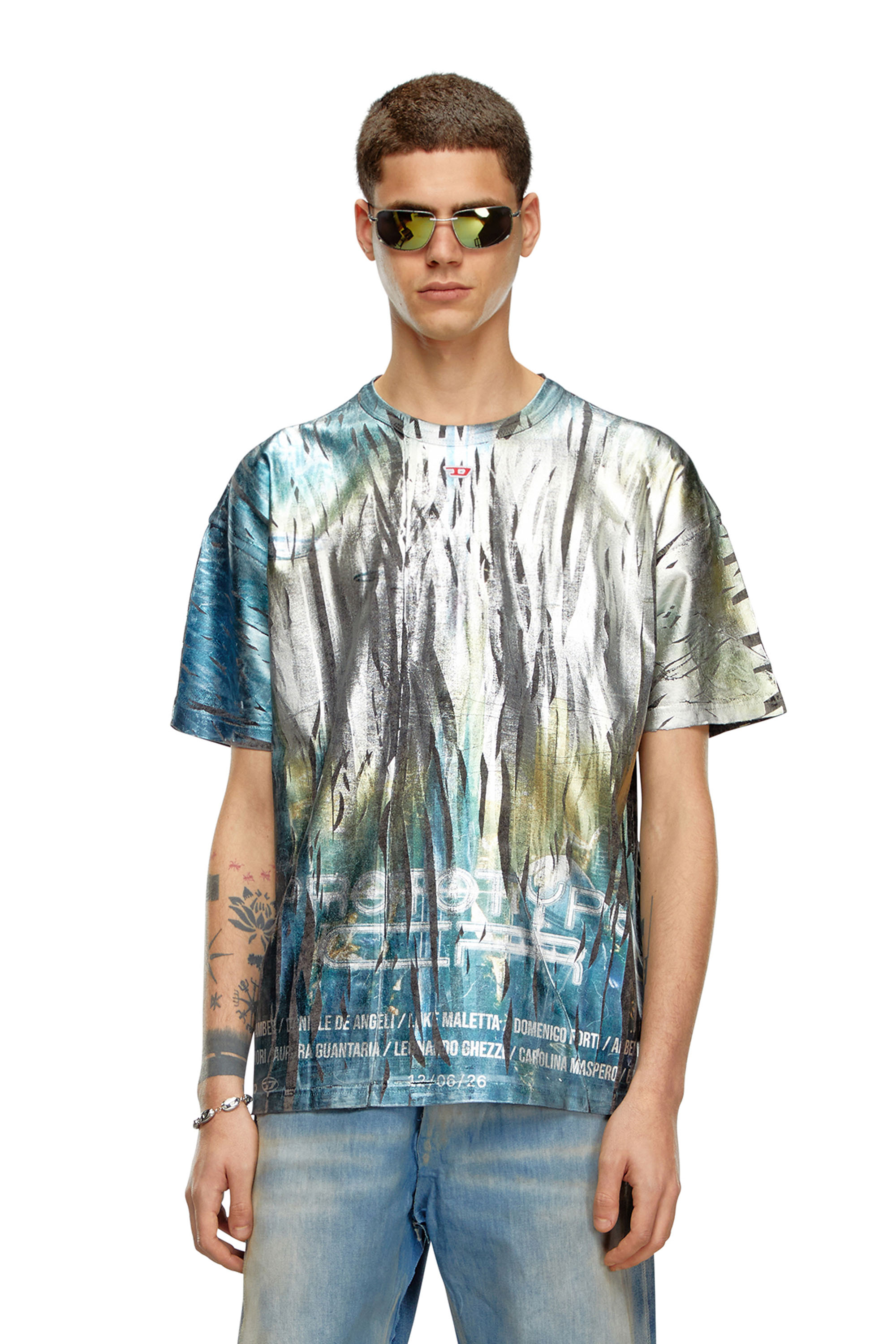 Diesel - T-BORD-Q1, Hombre Camiseta con tratamiento de lámina arrugada in Multicolor - Image 1