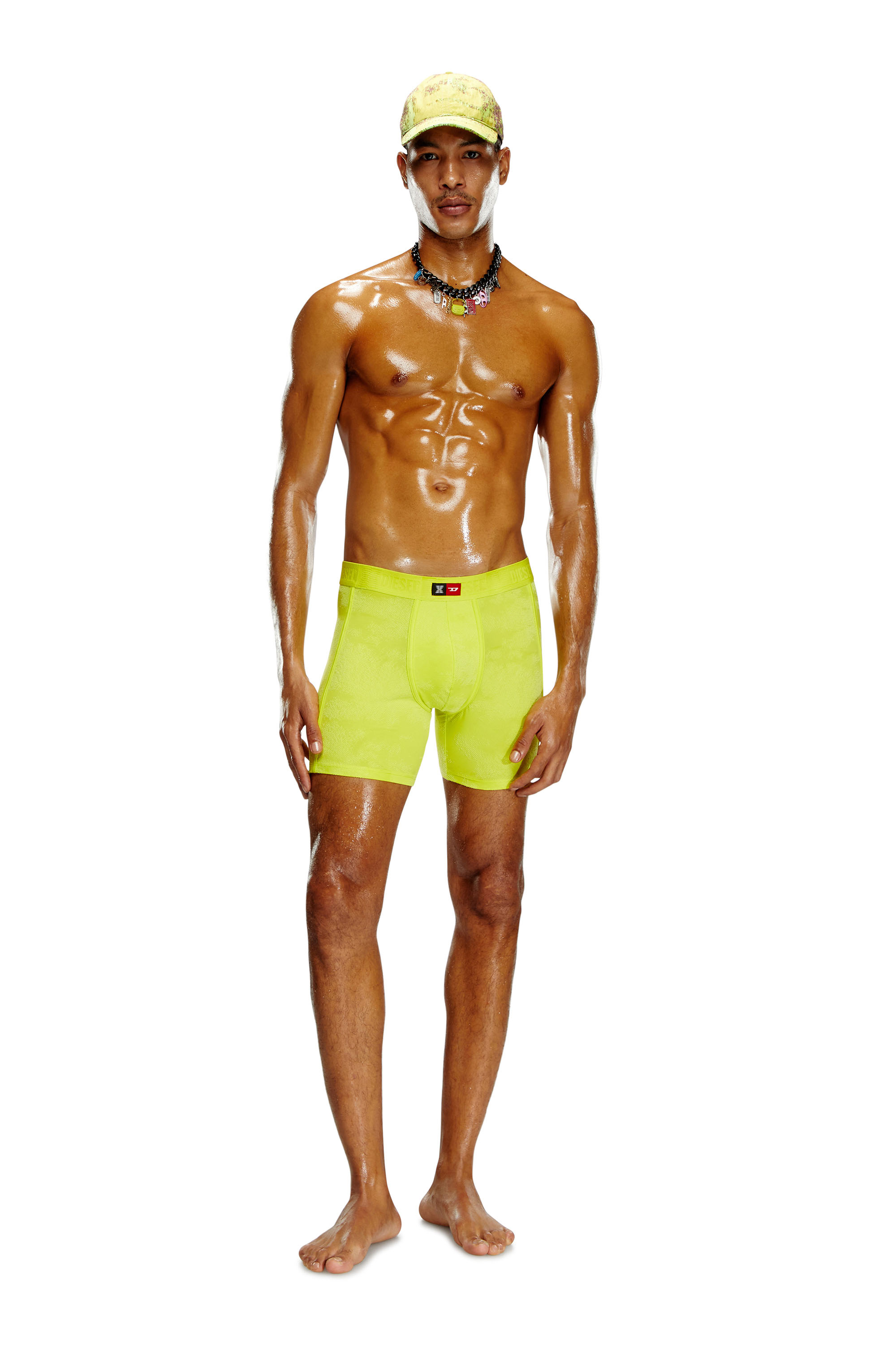 Diesel - FLOCKED-BOXER-BRIEFS, Bóxers ajustados de microfibra en relieve Hombre in Verde - 1