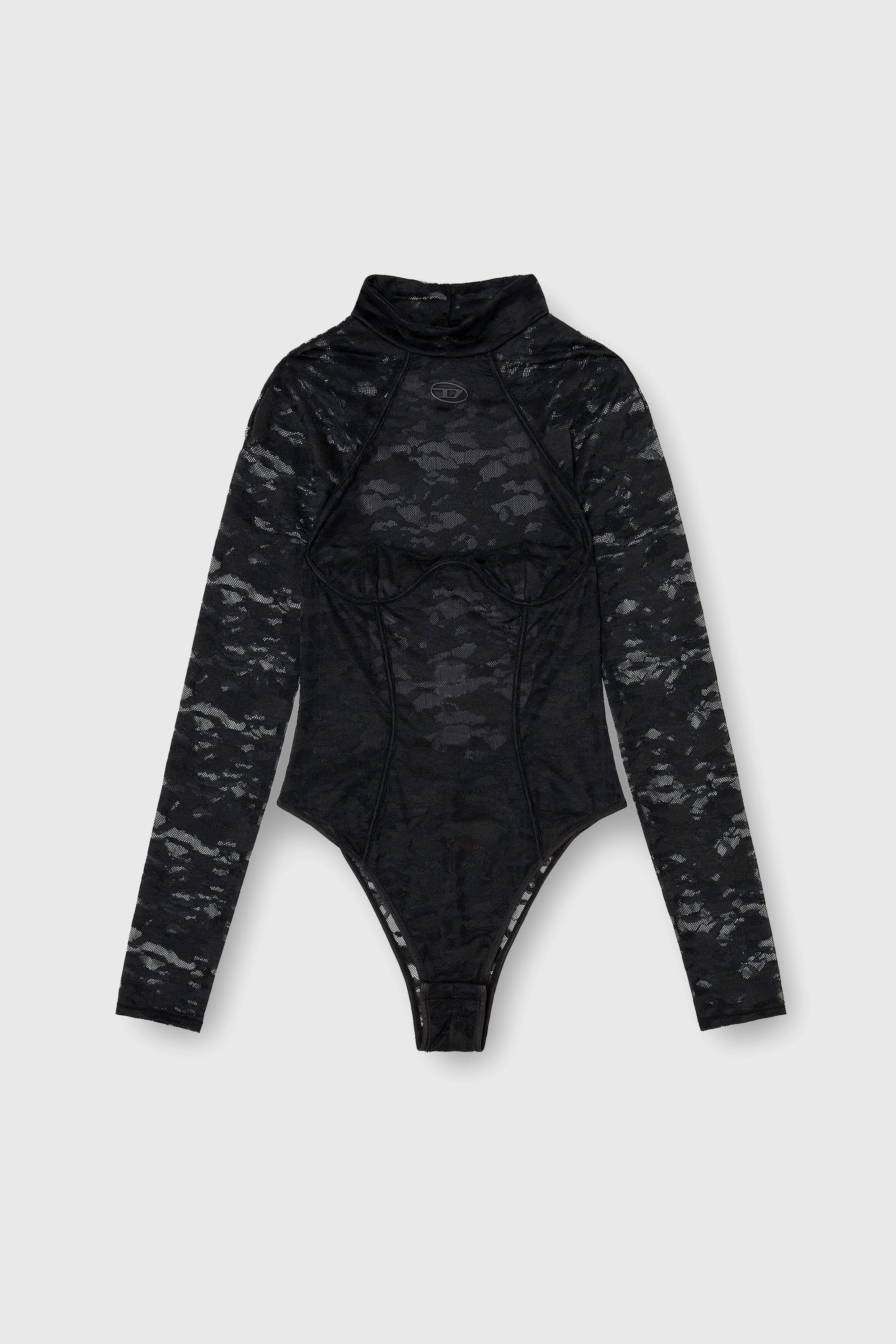 Diesel - VIVIAN-UTLT, Body de encaje de nailon con espalda abierta Mujer in Negro - 2