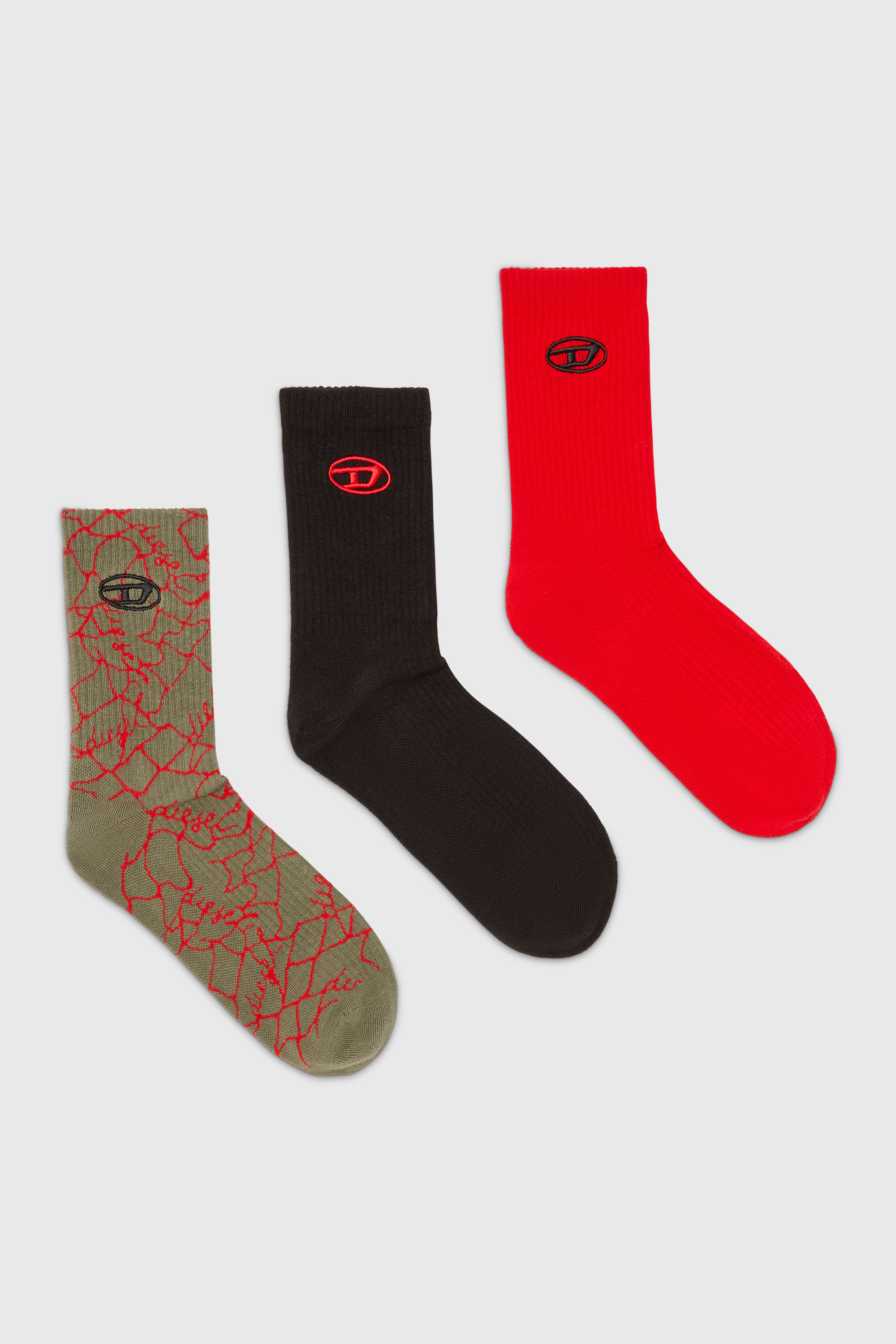 Diesel - SKM-D-TENNIS-CREW-17,5, Paquete de tres calcetines con detalle de logo Hombre in Multicolor - 1