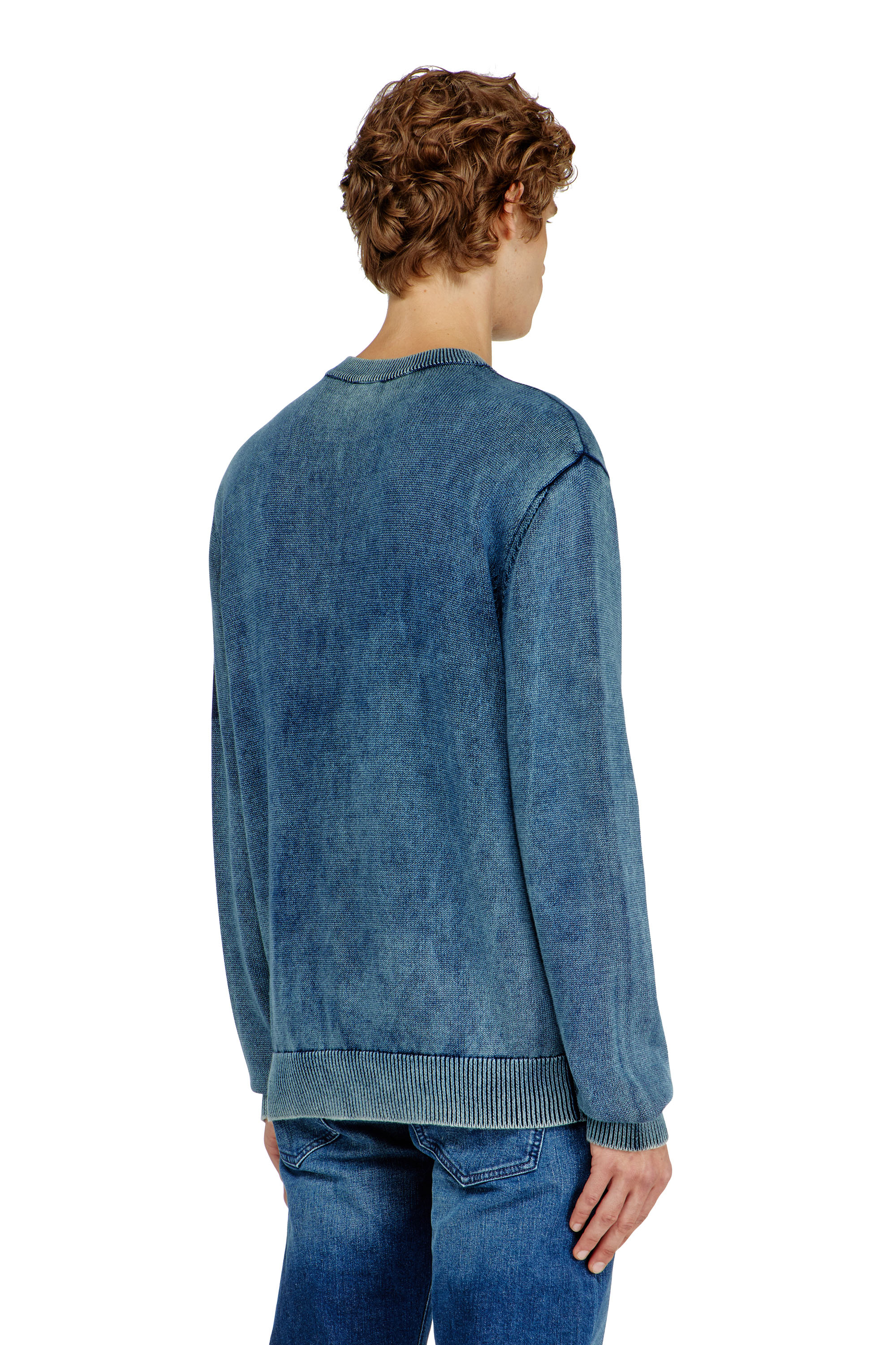 Diesel - K-PERNE, Jersey efecto denim con detalles de patch Hombre in Azul marino - 4