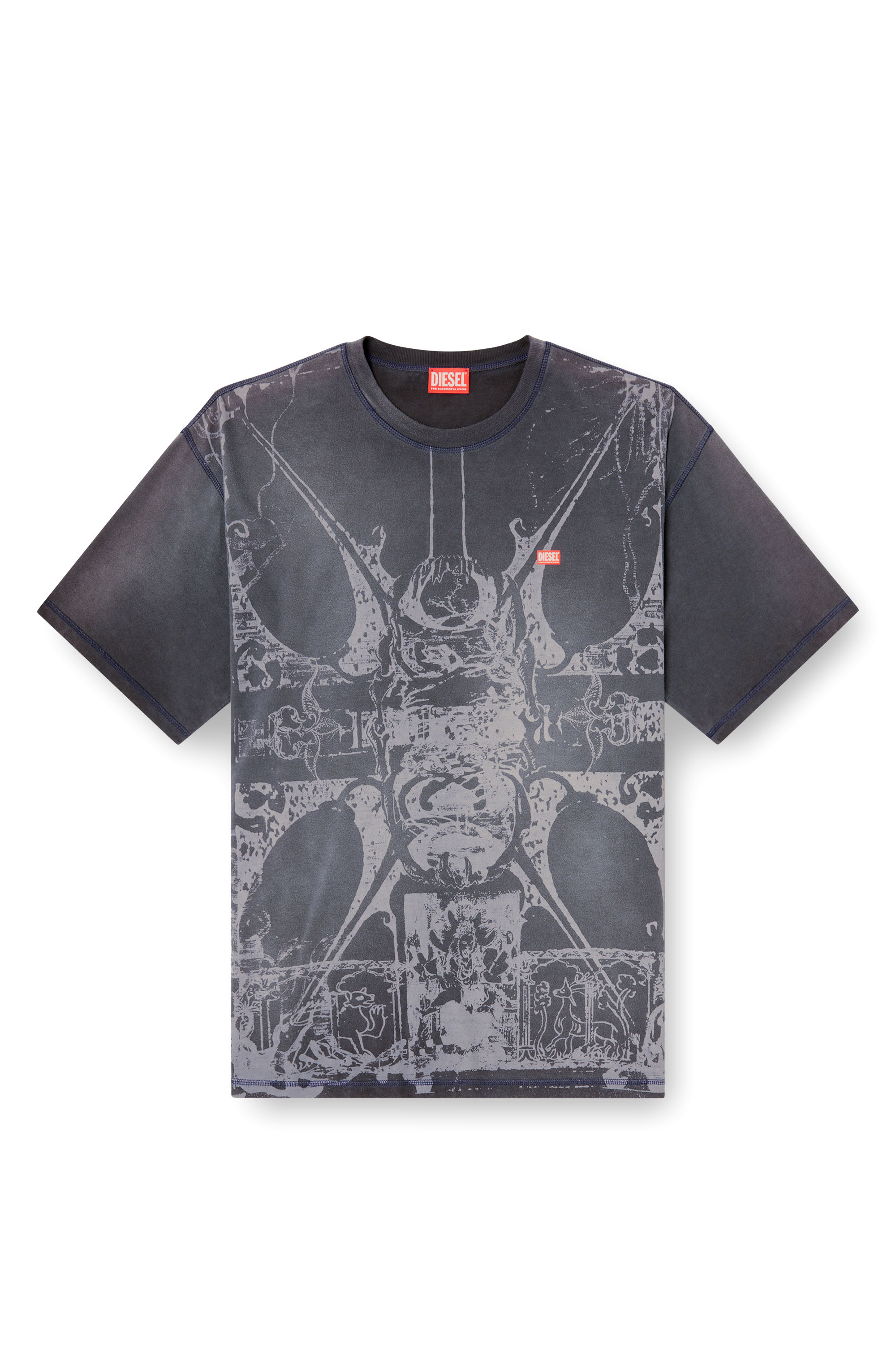 Diesel - T-BOXT-T13, Camiseta con estampado medieval a tono Hombre in Negro - 3