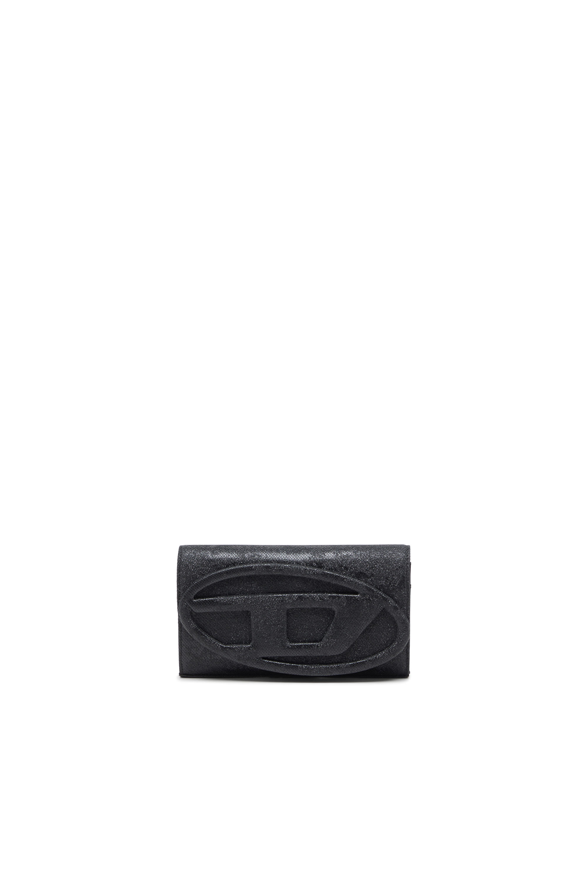 Diesel - 1DR WALLET STRAP, Monedero de lurex de camuflaje brillante Mujer in Negro - 1