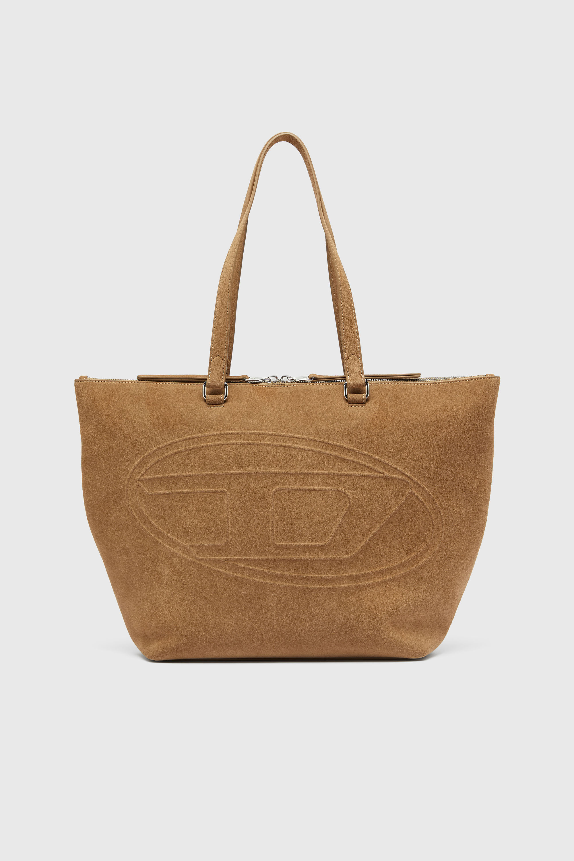 Diesel - 1DR DOME TOTE E/W, 1DR Dome - Bolso tote en ante con Logo Oval D Unisex in Marr&oacute;n - 2