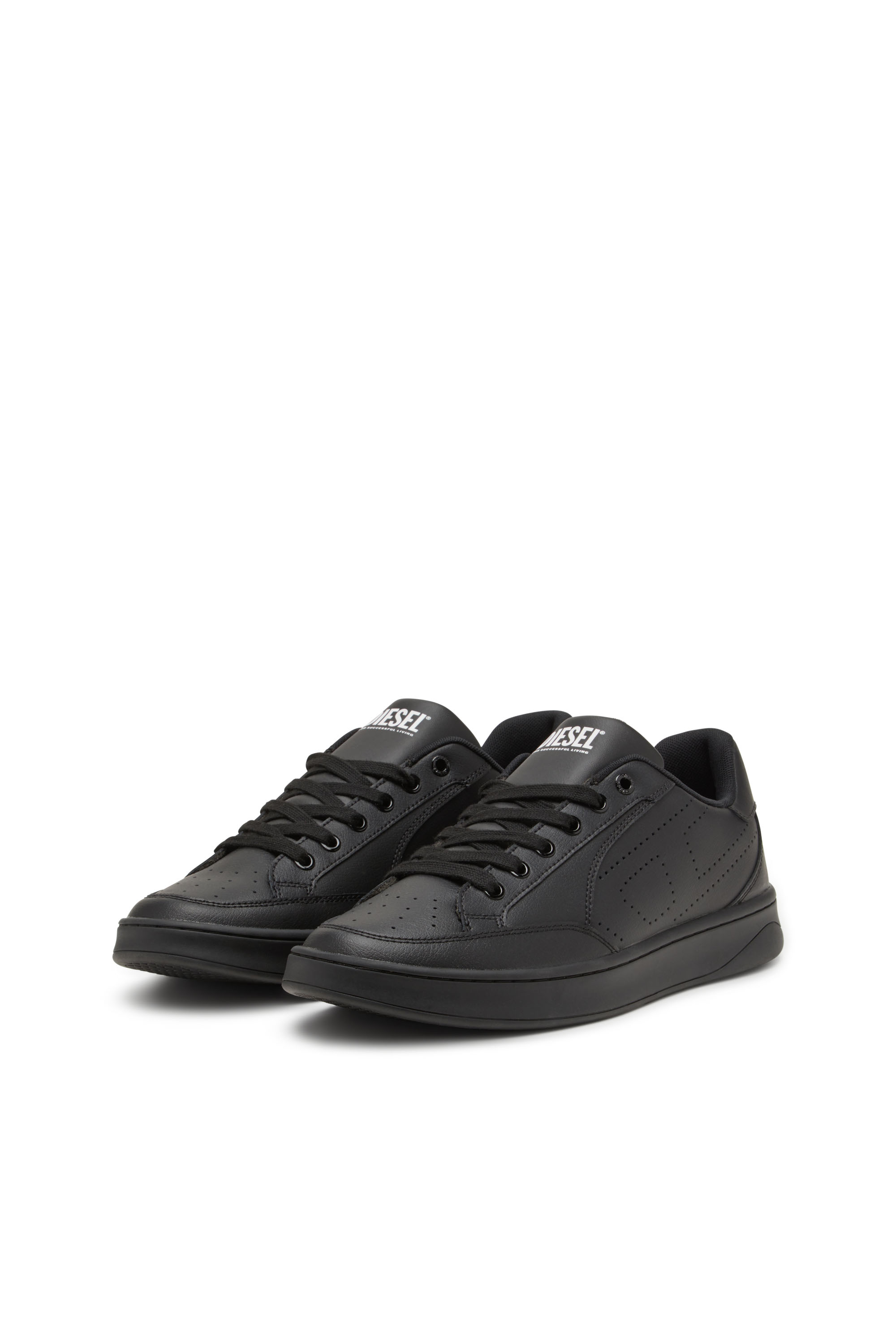 Diesel - S-DAKOTA LOW, S-Dakota-Deportivas de cuero con logotipo perforado Hombre in Negro - 8