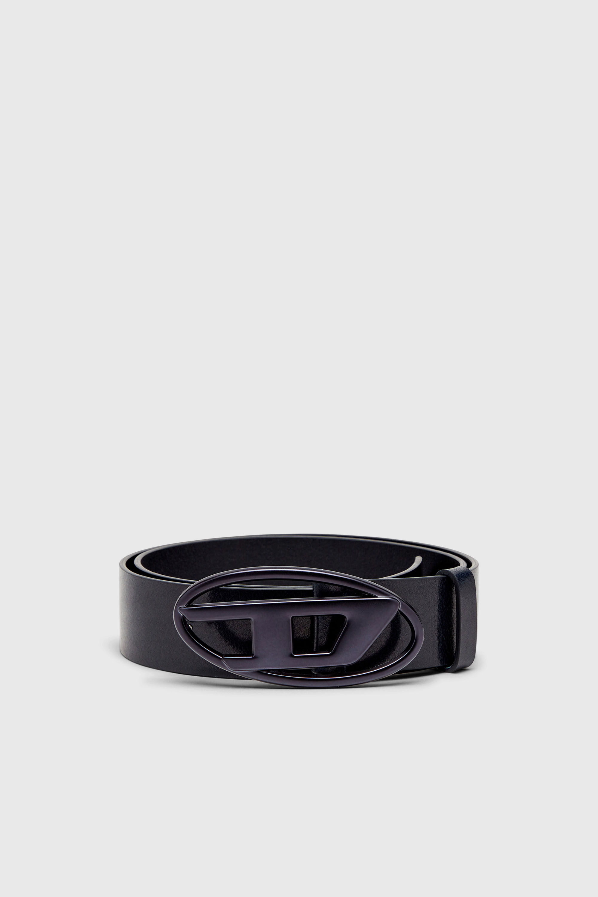 Diesel - B-1DR, Cintur&oacute;n 3.9 cm de cuero con hebilla met&aacute;lica Oval D Unisex in Azul marino - 1
