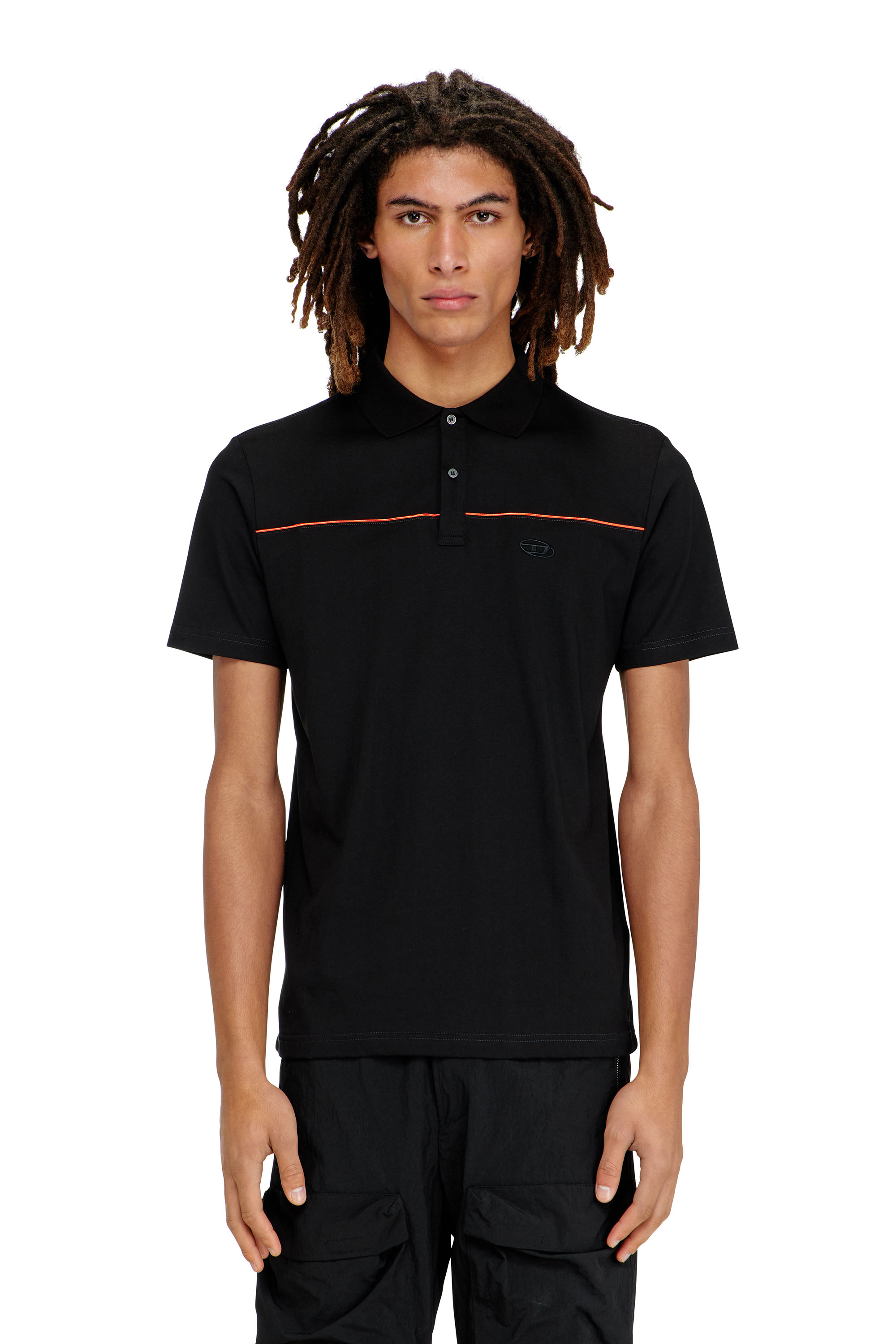 Diesel - T-REJUST-PIPING, Polo con ribetes en contraste Hombre in Negro - 3