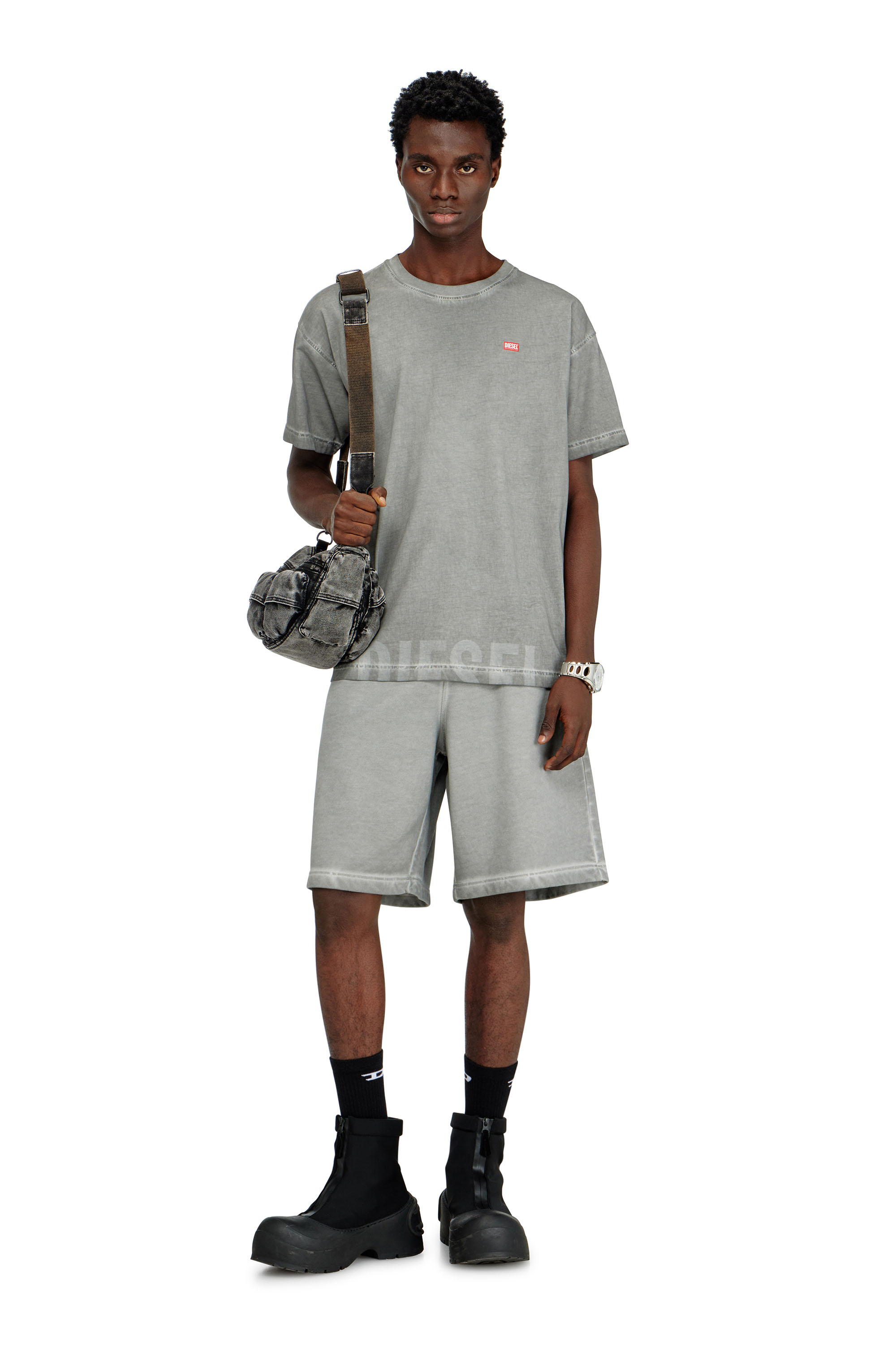 Diesel - T-NORM-T7, Camiseta de cuello redondo de algod&oacute;n con estampado Hombre in Gris - 2