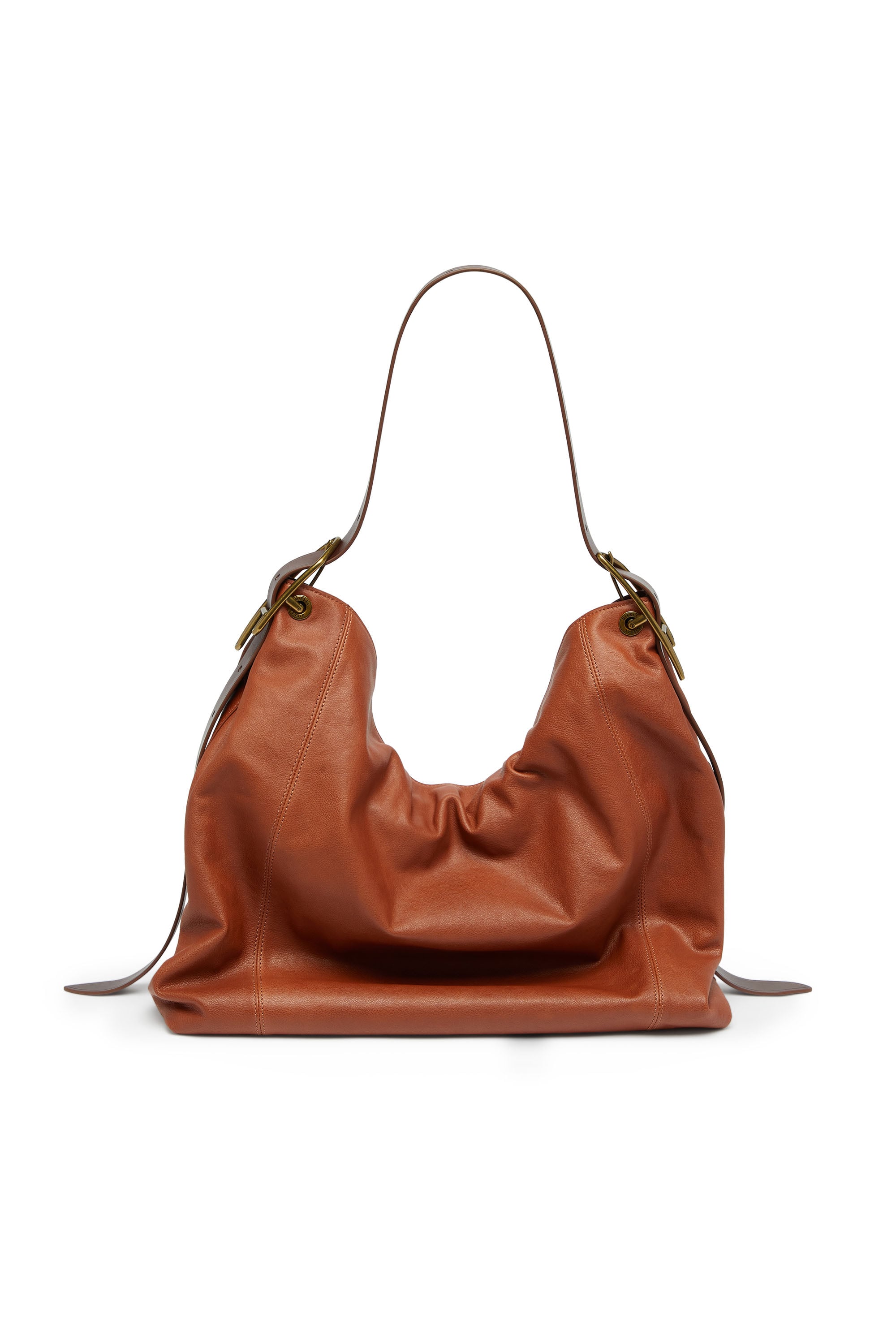 Diesel - D-LINE HOBO L, D-Line-Bolso hobo de piel brillante Mujer in Marr&oacute;n - 3