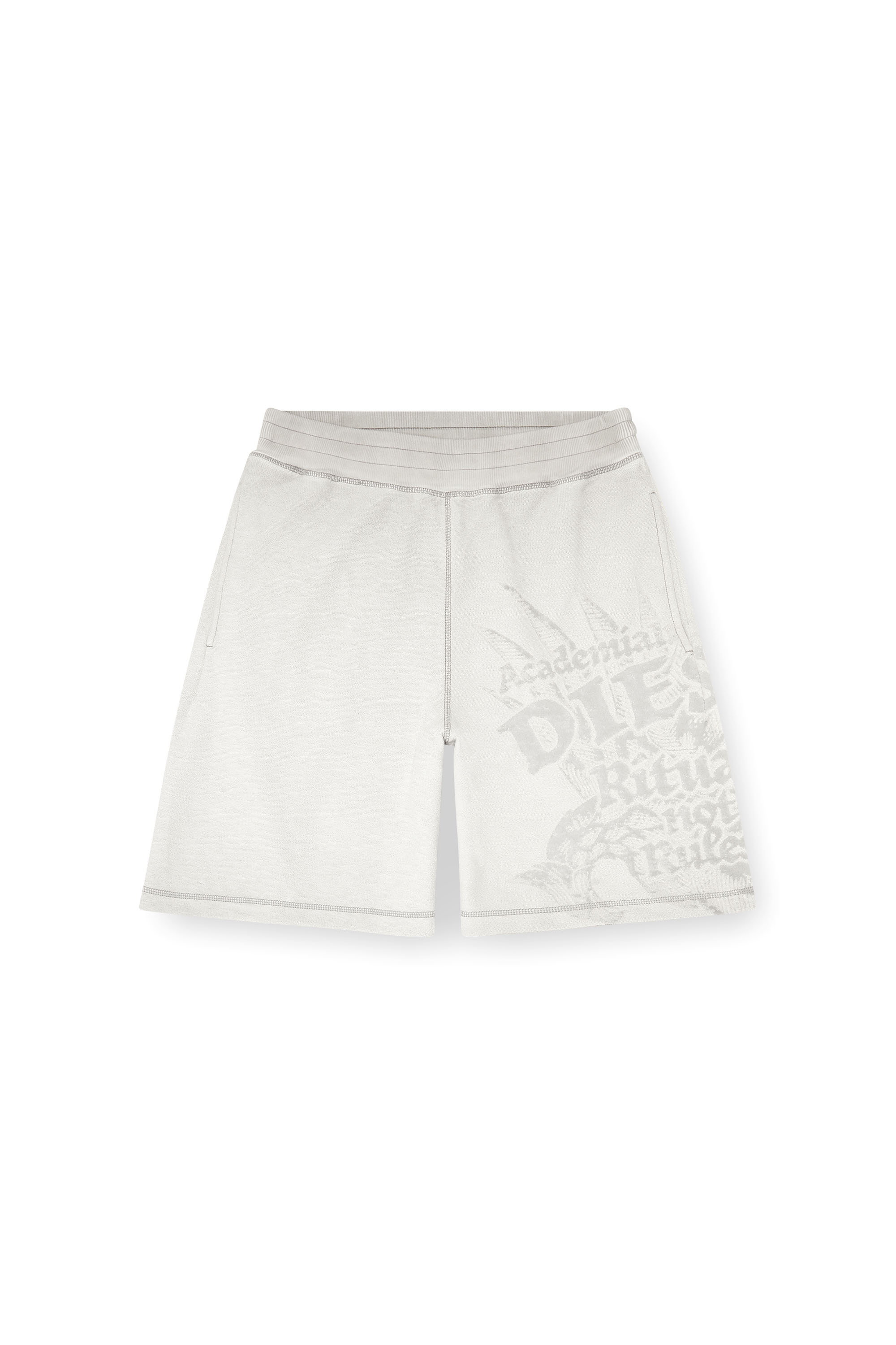 Diesel - P-RAWCROW, Pantalones cortos tipo sudadera con motivos devor&eacute; Hombre in Gris - 4
