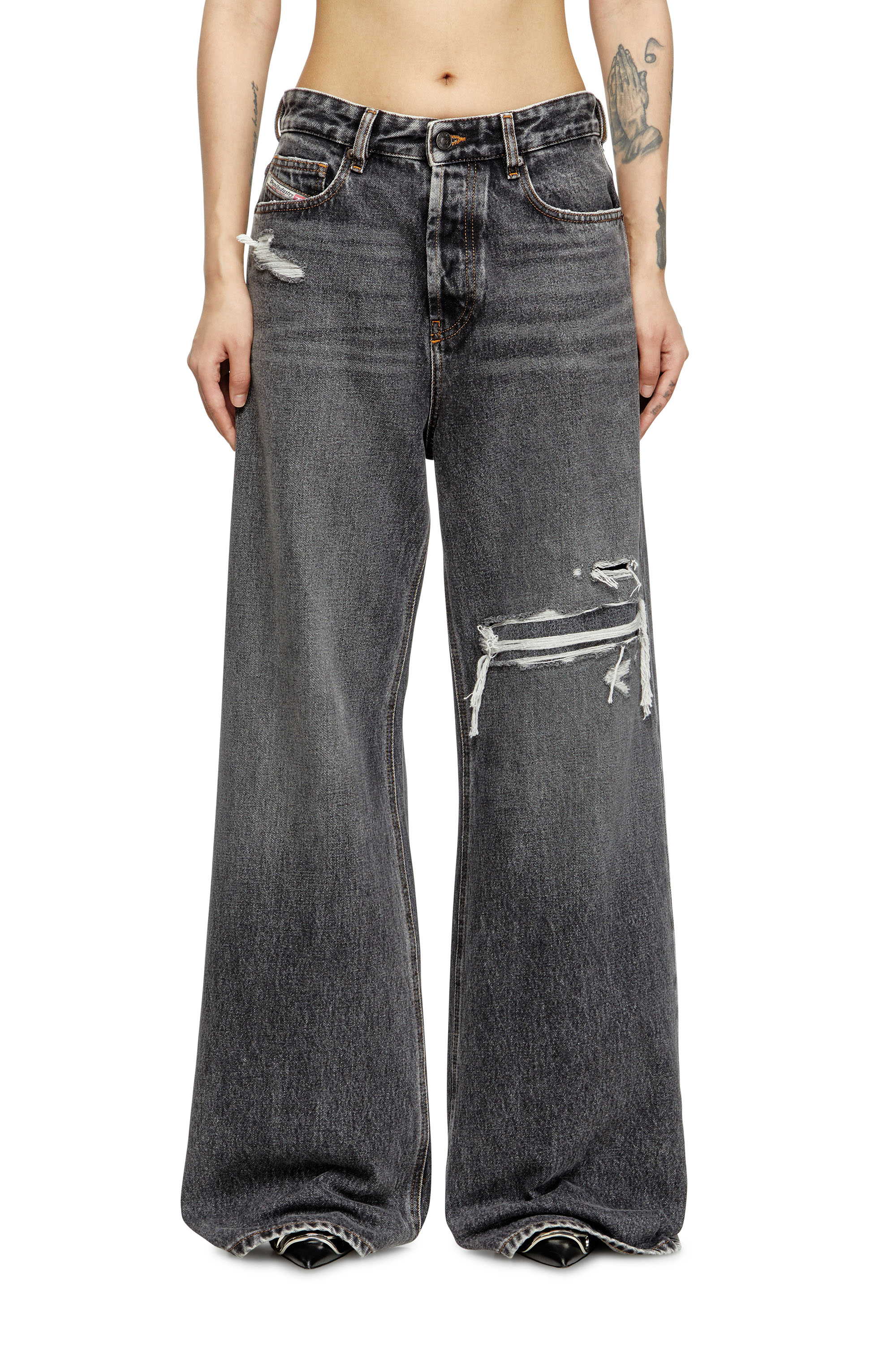 Diesel - Relaxed Jeans 1996 D-Sire 007F6 Mujer, Negro/Gris oscuro - 1