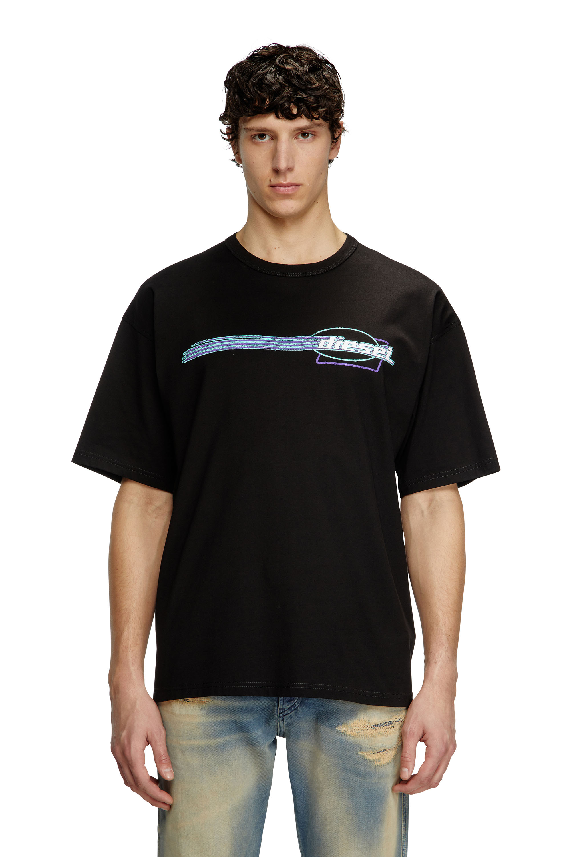 Diesel - T-BOXT-R16, Camiseta con gráficos de logotipo en relieve Hombre in Negro - 1