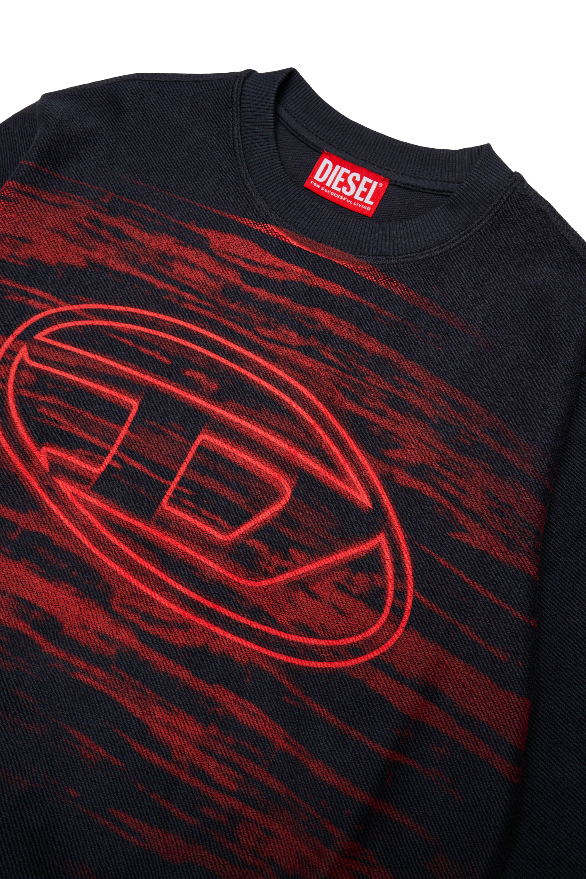 Diesel - SFRIT OVER, Sudadera con efecto de rayas y logo Oval D Hombre in Negro - 3