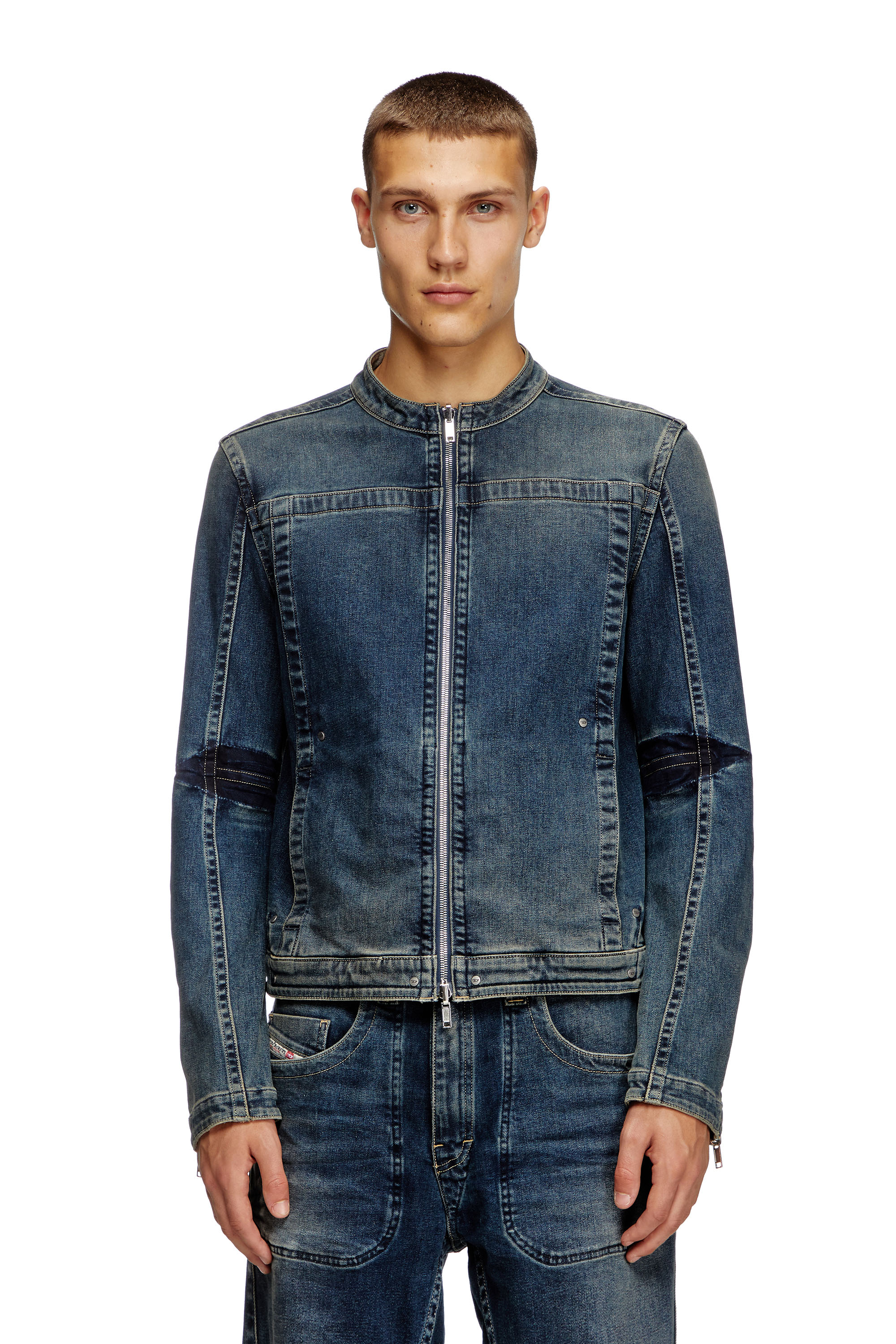 Diesel - D-GLORY-RE, Chaqueta motera de Rehab denim Hombre in Azul marino - 5