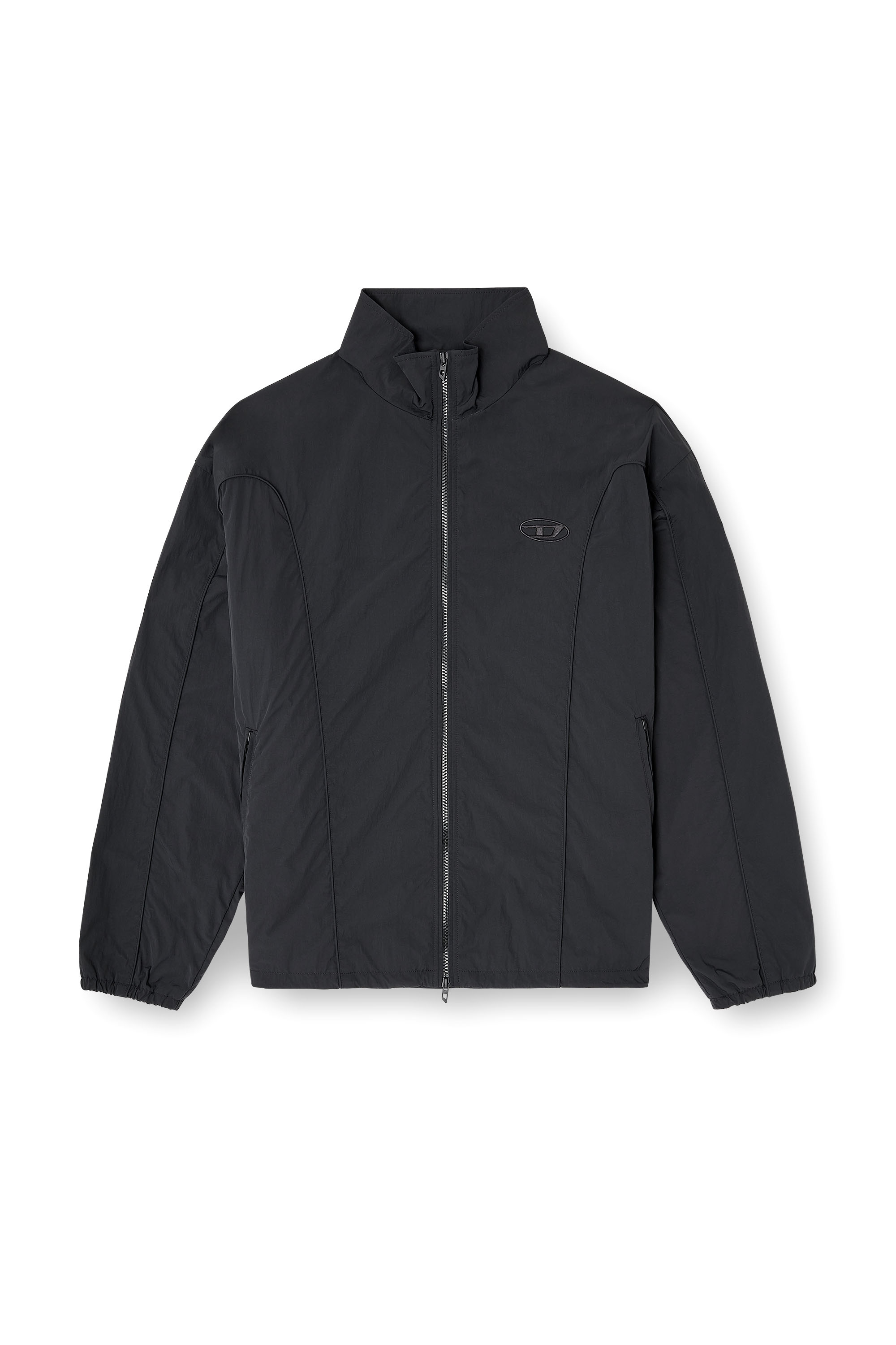 Diesel - J-FIVE-WRD-AKAD, Chaqueta de nailon arrugado con ribetes Hombre in Negro - 3