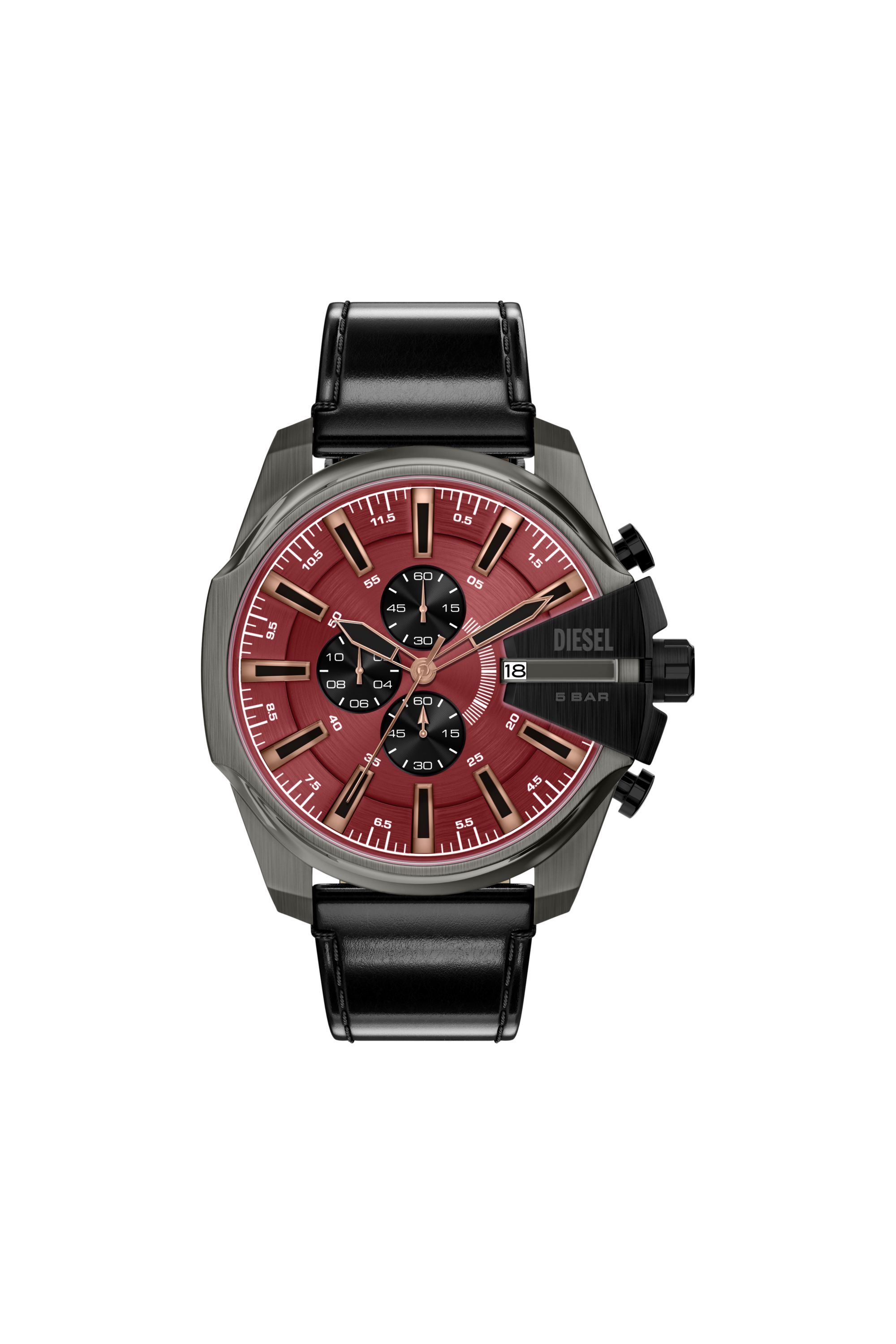 Diesel - DZ4714 WATCH, Reloj Mega Chief Slim con correa de cuero negro Hombre in Negro - 1