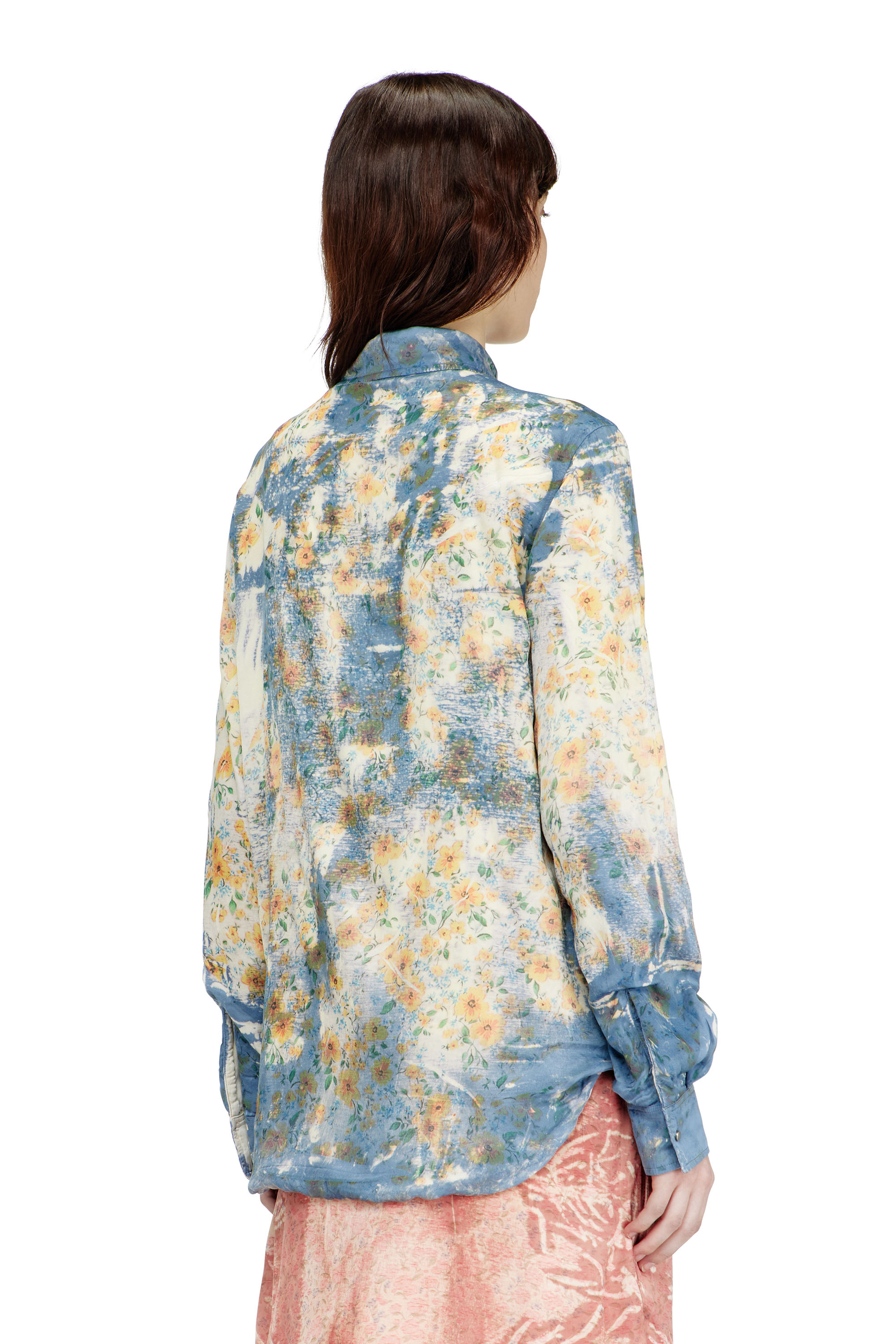 Diesel - C-ASSY, Camisa con efecto de rayos X floral Mujer in Azul marino - 4