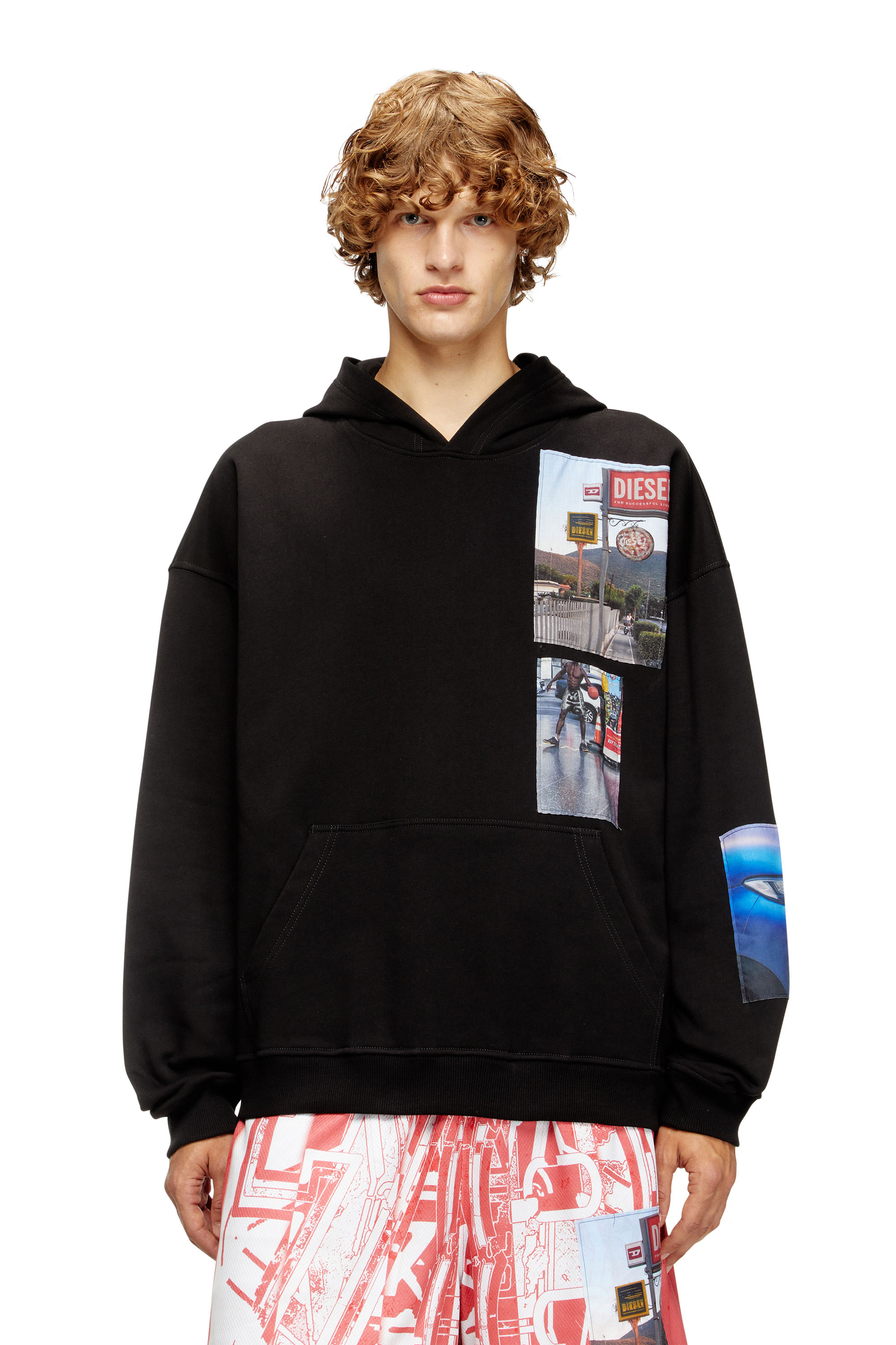 Diesel - S-BOXT-HOOD-T6, Sudadera con capucha y parches fotográficos Hombre in Negro - 3