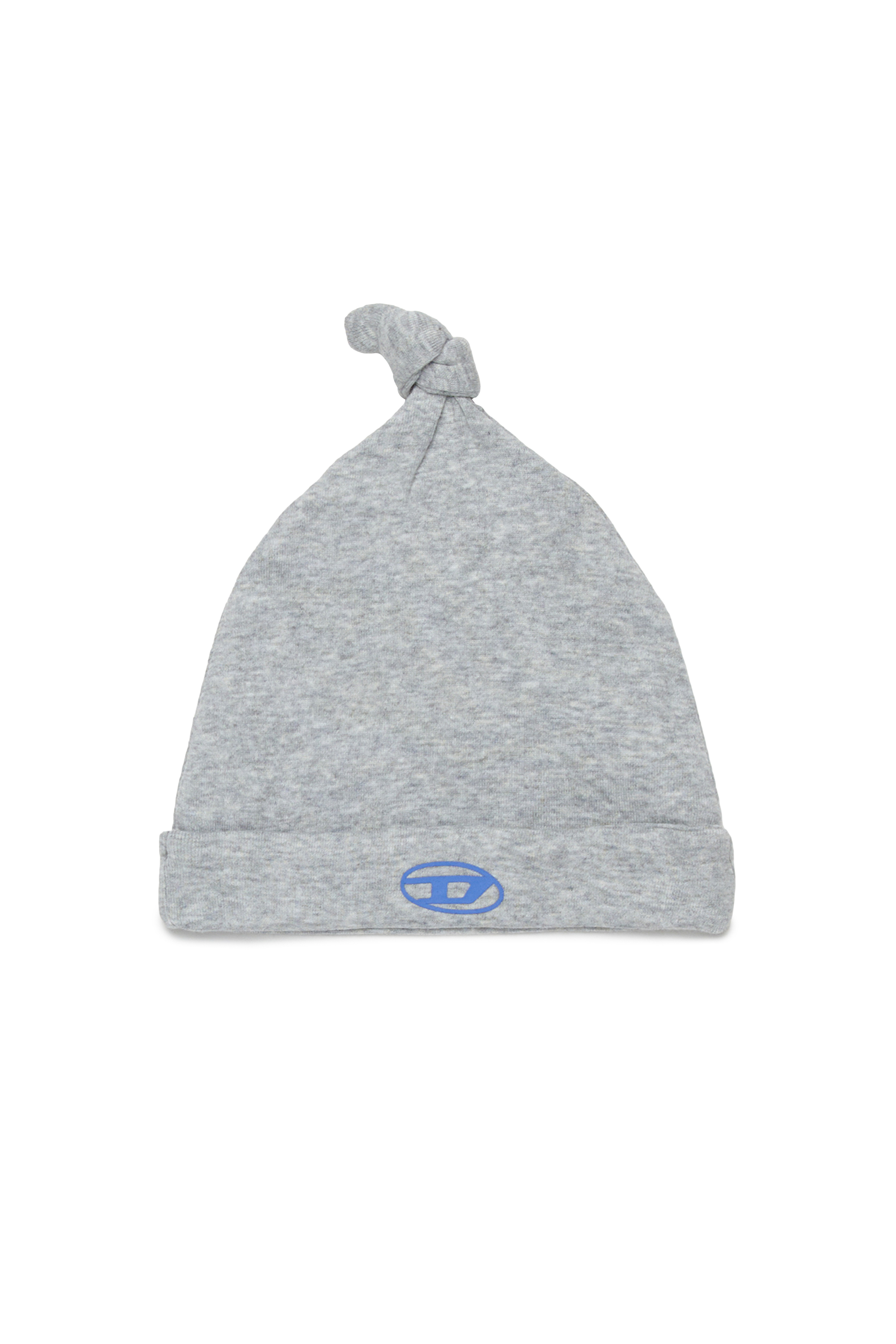 Diesel - FAMOUS-NB, Gorro de bebé anudado con logotipo Oval D Unisex in Gris - 1